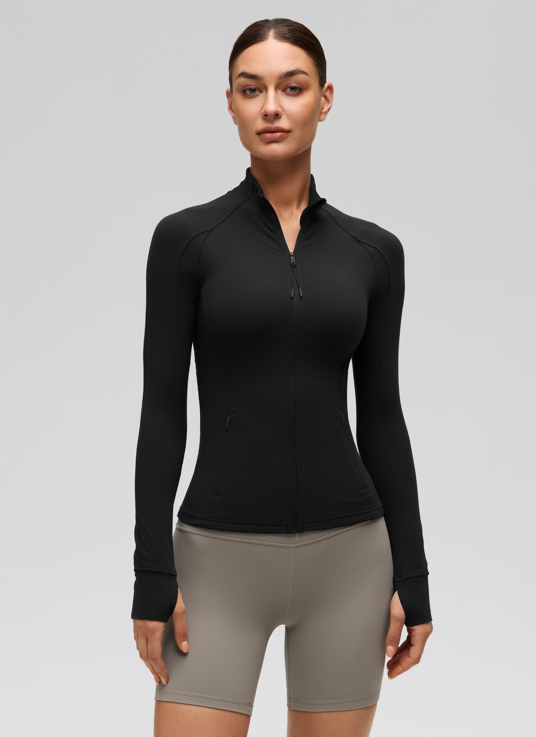 CRZ YOGA Butterluxe Chaqueta con Cremallera Completa y Manga Larga para Mujer Negro