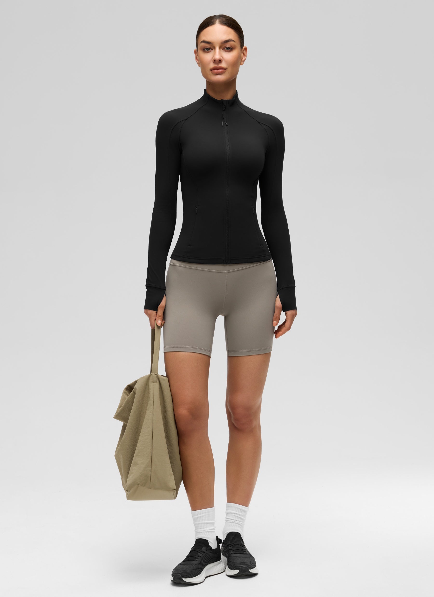CRZ YOGA Butterluxe Chaqueta con Cremallera Completa y Manga Larga para Mujer Negro