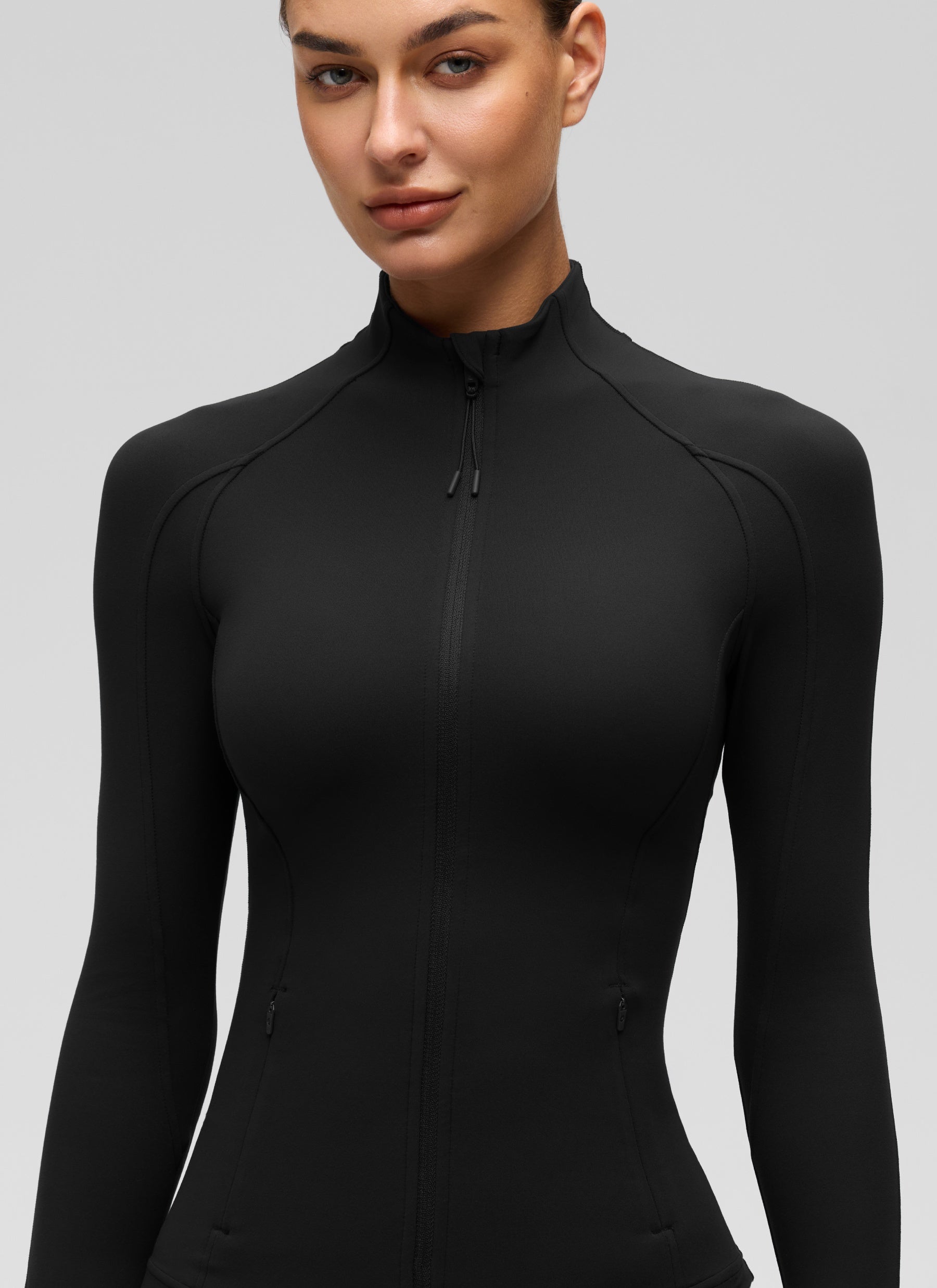 CRZ YOGA Butterluxe Chaqueta con Cremallera Completa y Manga Larga para Mujer Negro