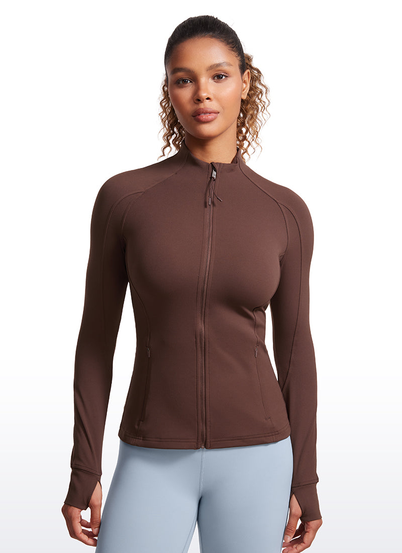 CRZ YOGA Butterluxe Chaqueta con Cremallera Completa y Manga Larga para Mujer Gris pardo