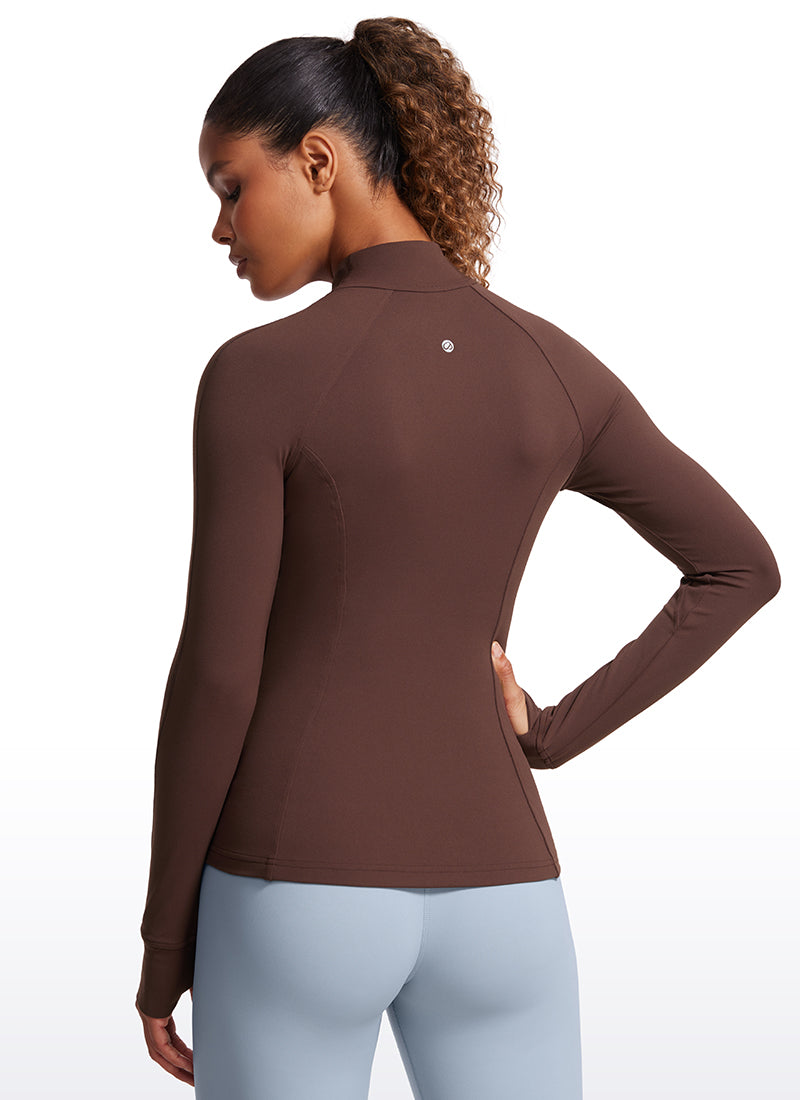 CRZ YOGA Butterluxe Chaqueta con Cremallera Completa y Manga Larga para Mujer Gris pardo