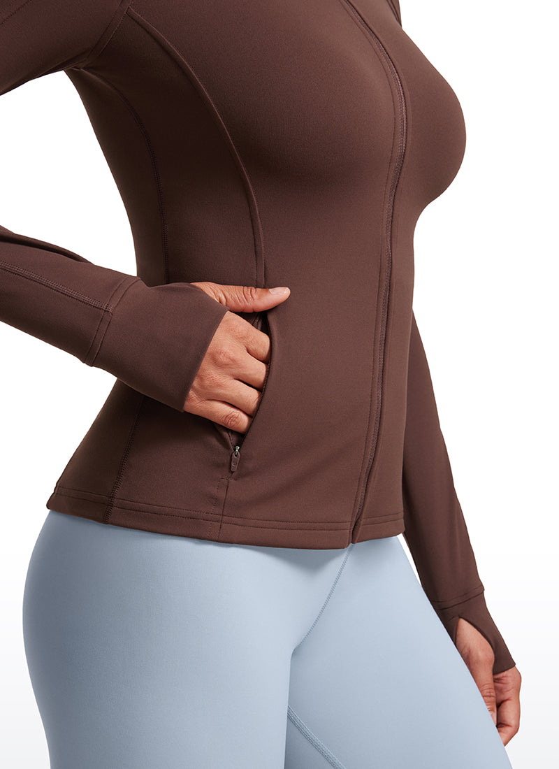 CRZ YOGA Butterluxe Chaqueta con Cremallera Completa y Manga Larga para Mujer Gris pardo