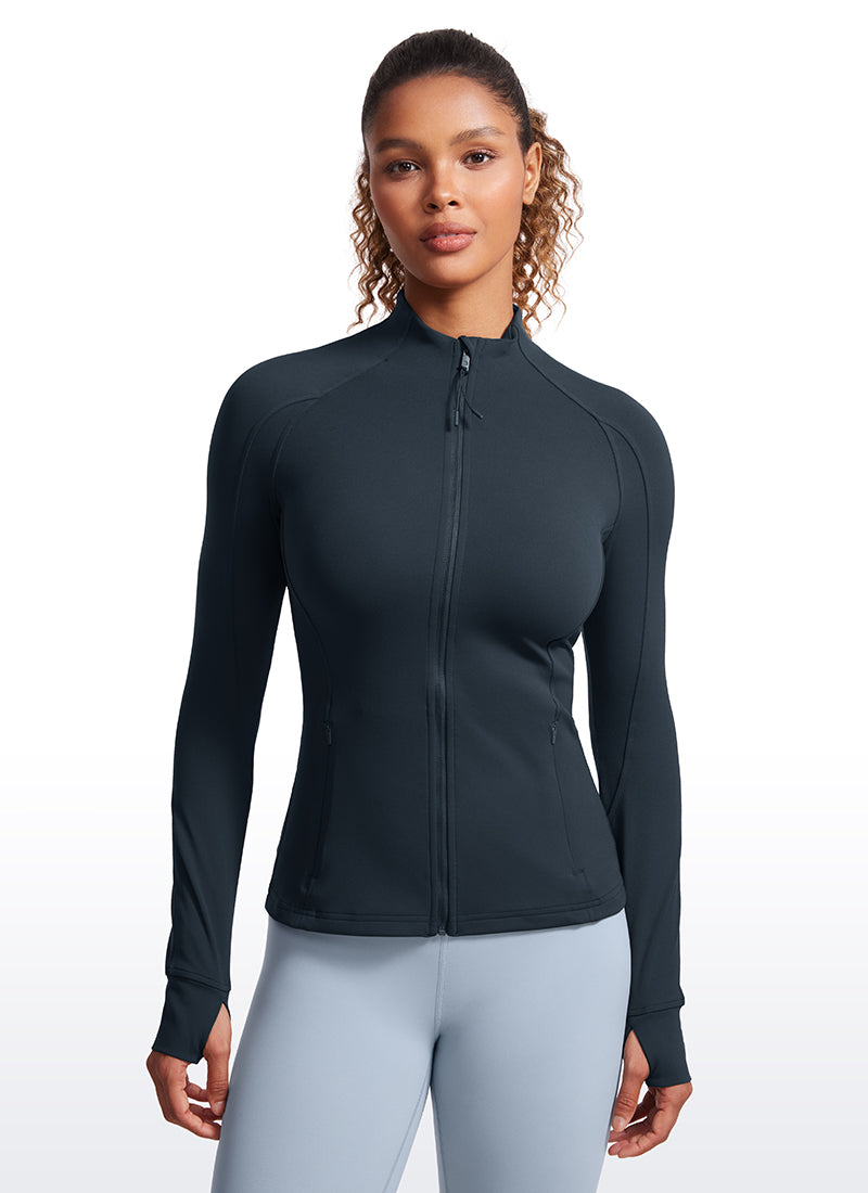CRZ YOGA Butterluxe Chaqueta con Cremallera Completa y Manga Larga para Mujer True Navy
