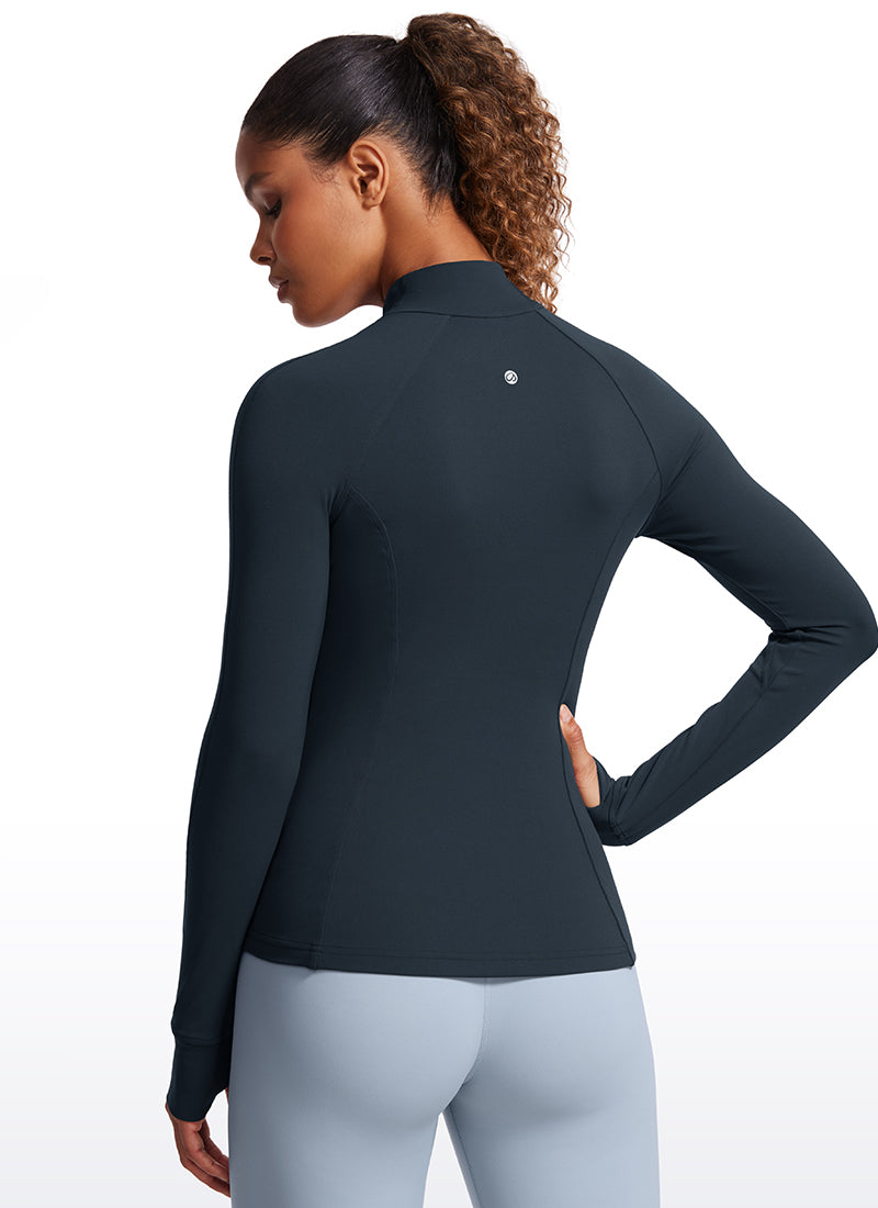 CRZ YOGA Butterluxe Chaqueta con Cremallera Completa y Manga Larga para Mujer True Navy