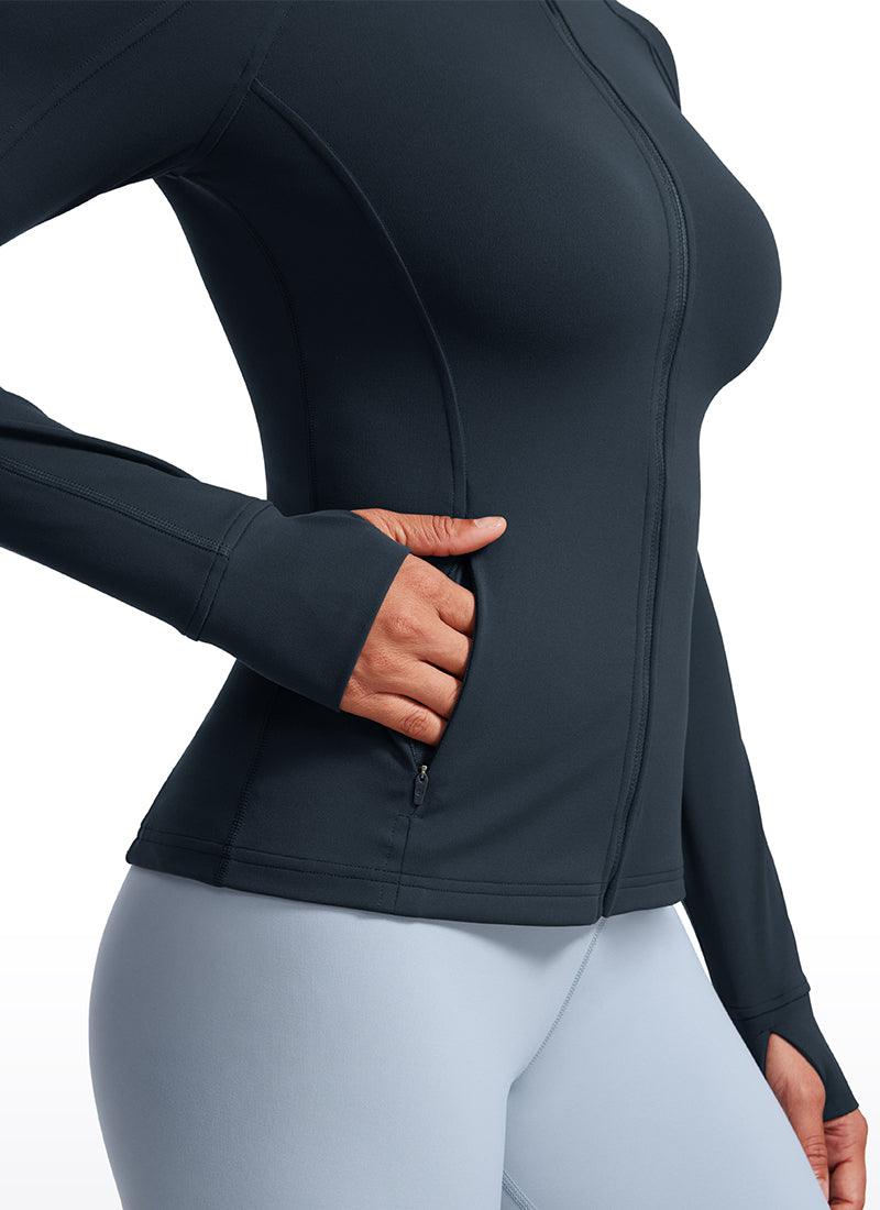 CRZ YOGA Butterluxe Chaqueta con Cremallera Completa y Manga Larga para Mujer True Navy