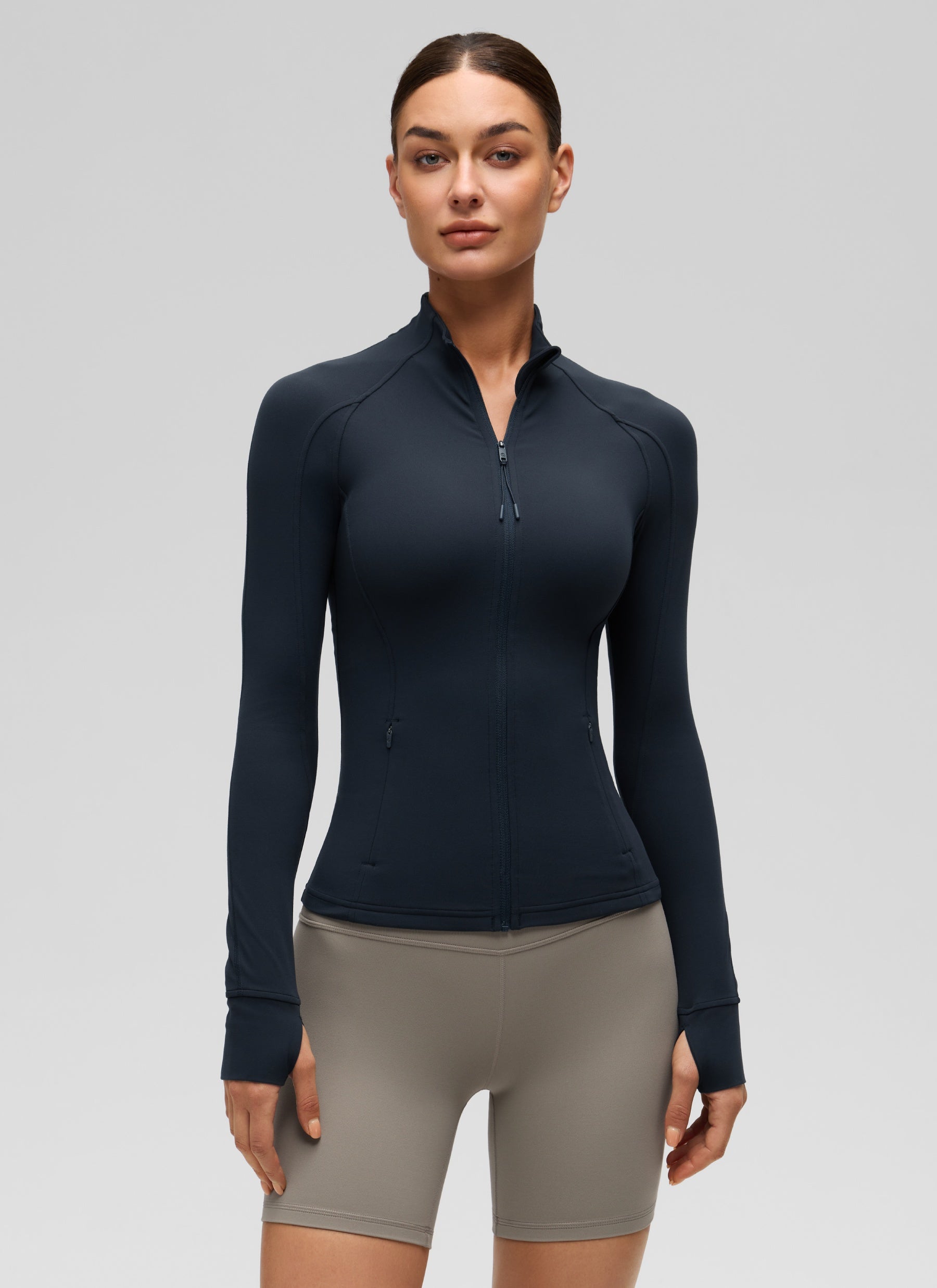 CRZ YOGA Butterluxe Chaqueta con Cremallera Completa y Manga Larga para Mujer True Navy