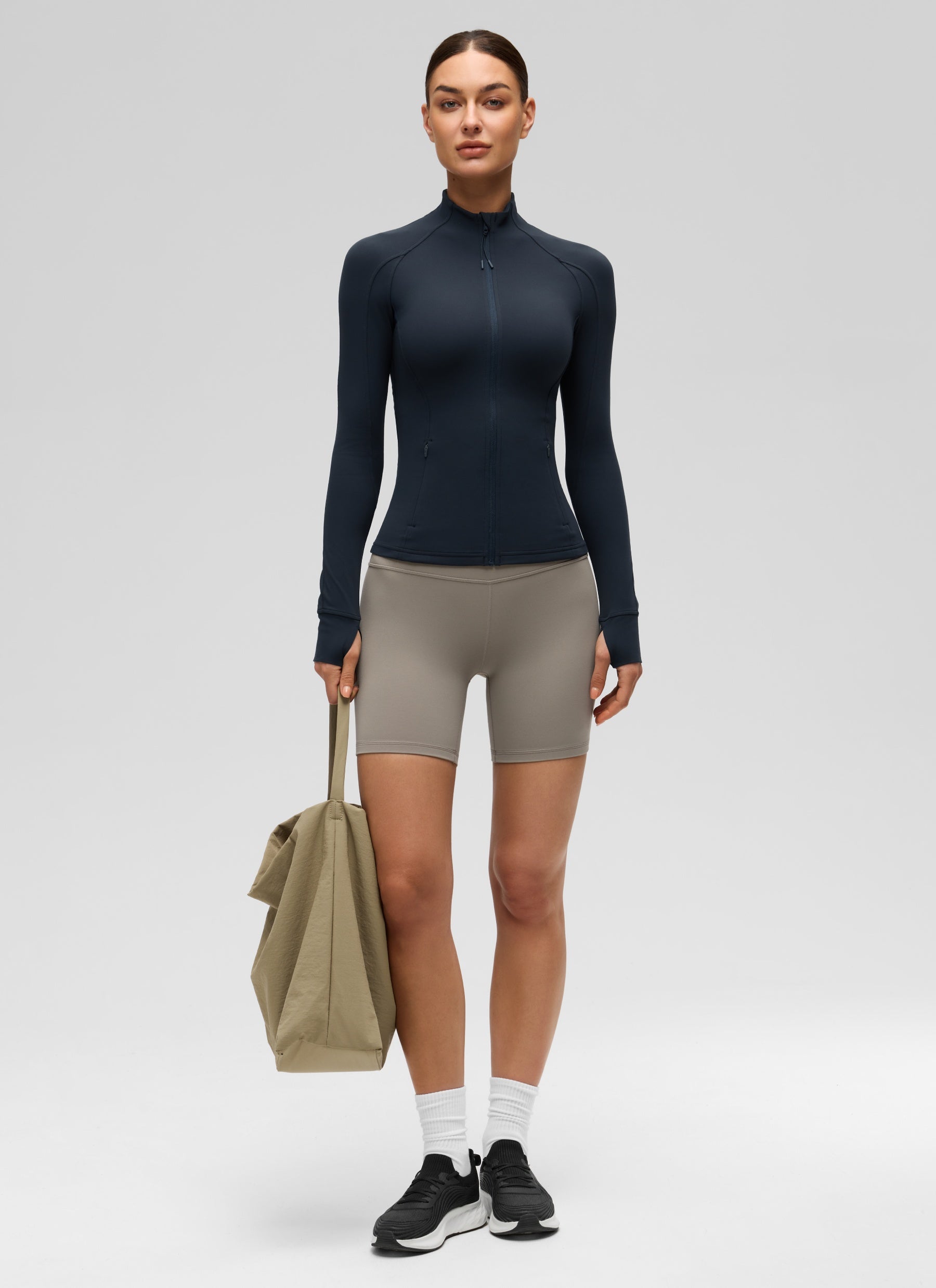 CRZ YOGA Butterluxe Chaqueta con Cremallera Completa y Manga Larga para Mujer True Navy