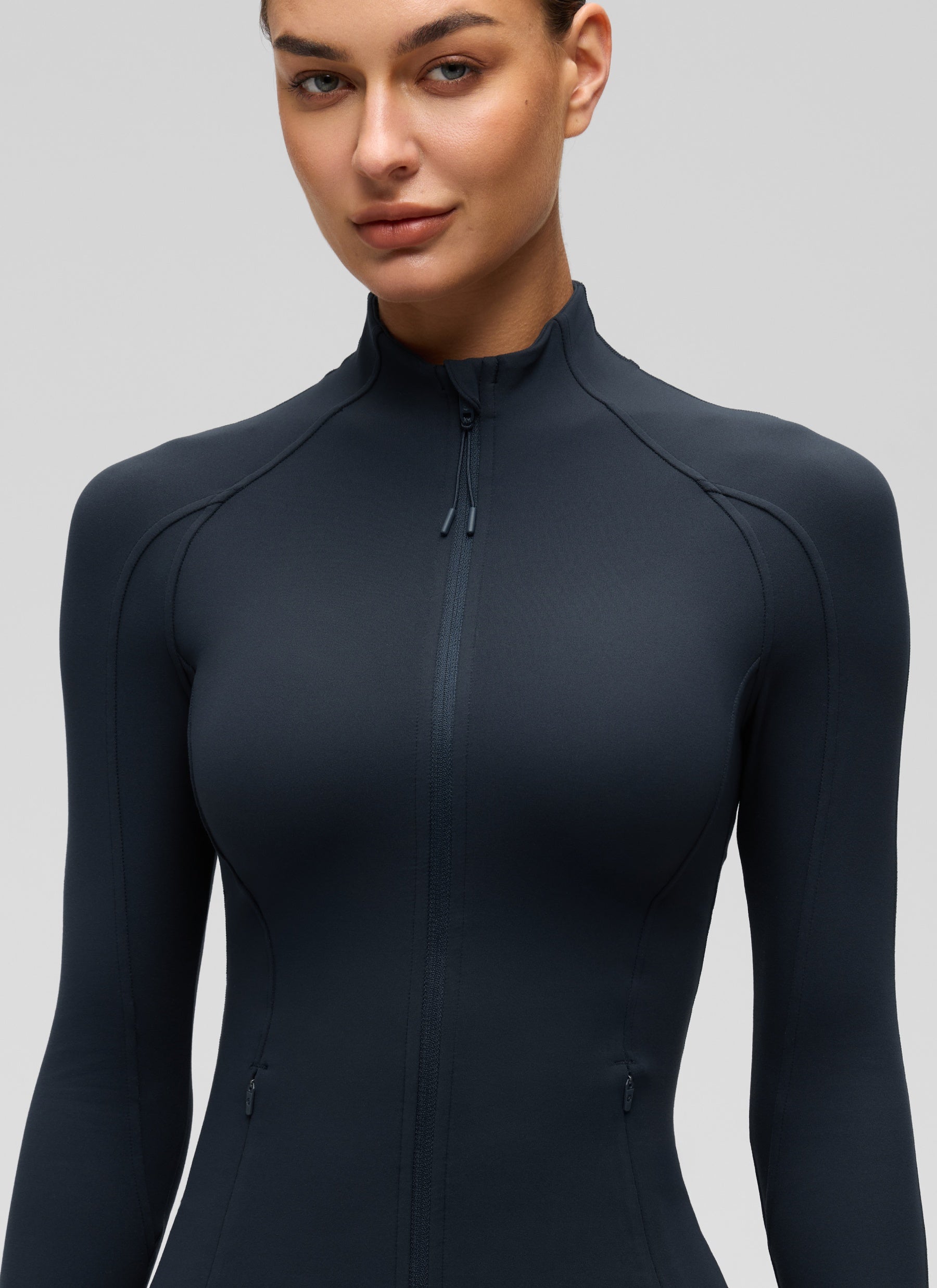 CRZ YOGA Butterluxe Chaqueta con Cremallera Completa y Manga Larga para Mujer True Navy