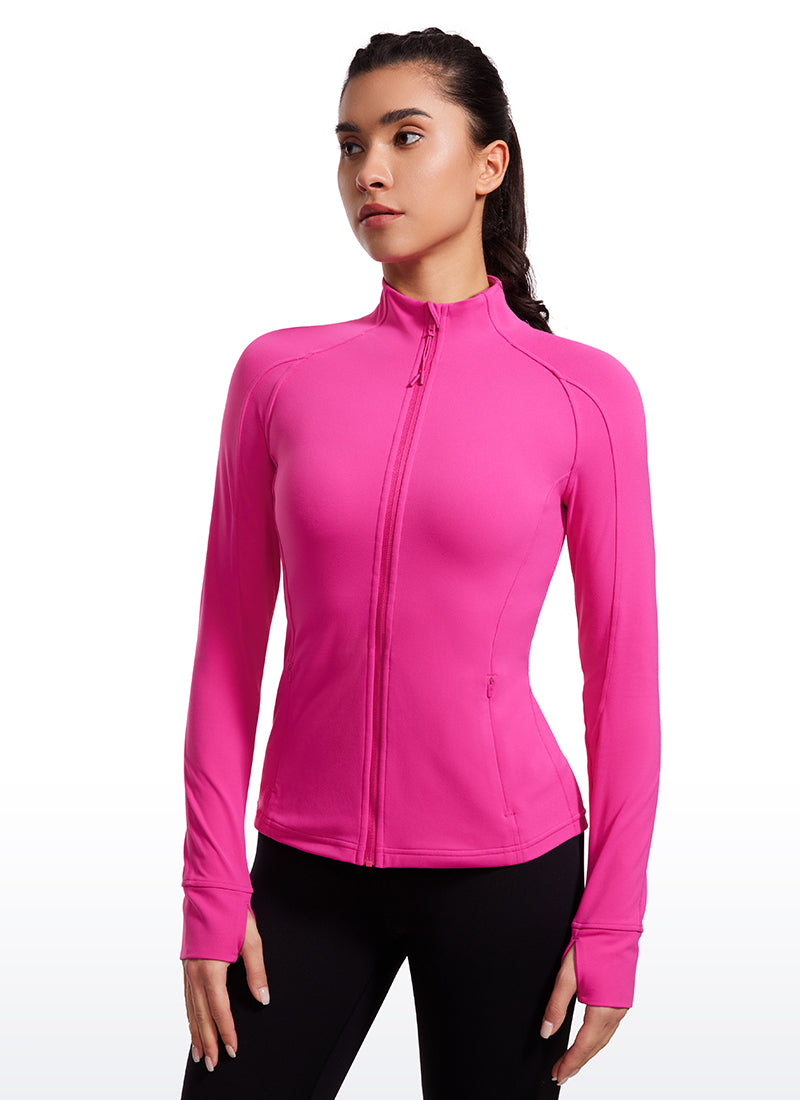 CRZ YOGA Butterluxe Chaqueta con Cremallera Completa y Manga Larga para Mujer Púrpura Hibisco