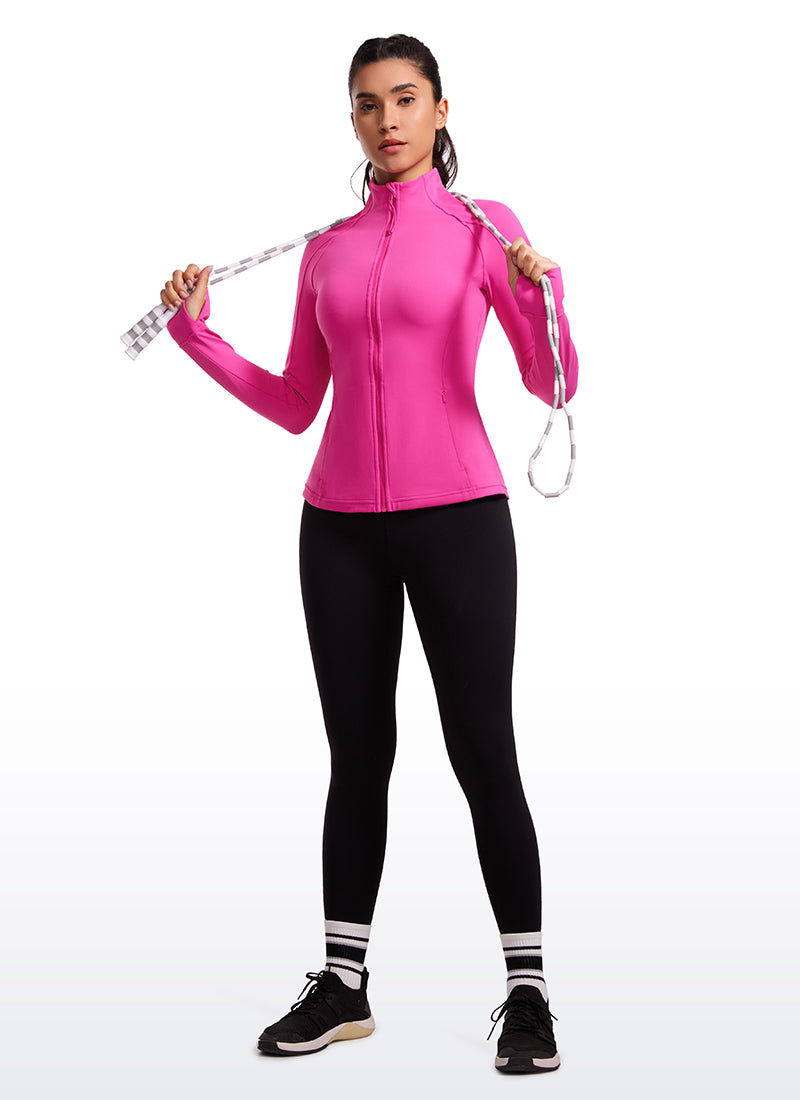 CRZ YOGA Butterluxe Chaqueta con Cremallera Completa y Manga Larga para Mujer Púrpura Hibisco