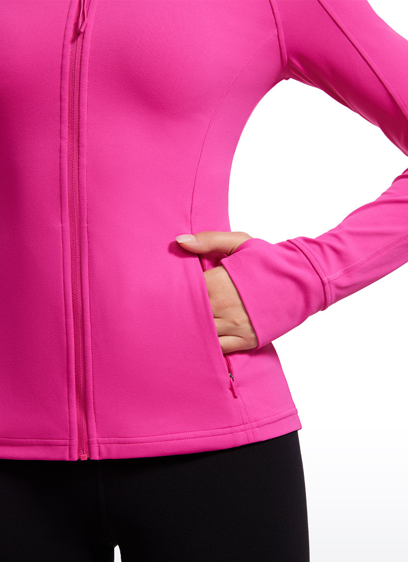 CRZ YOGA Butterluxe Chaqueta con Cremallera Completa y Manga Larga para Mujer Púrpura Hibisco
