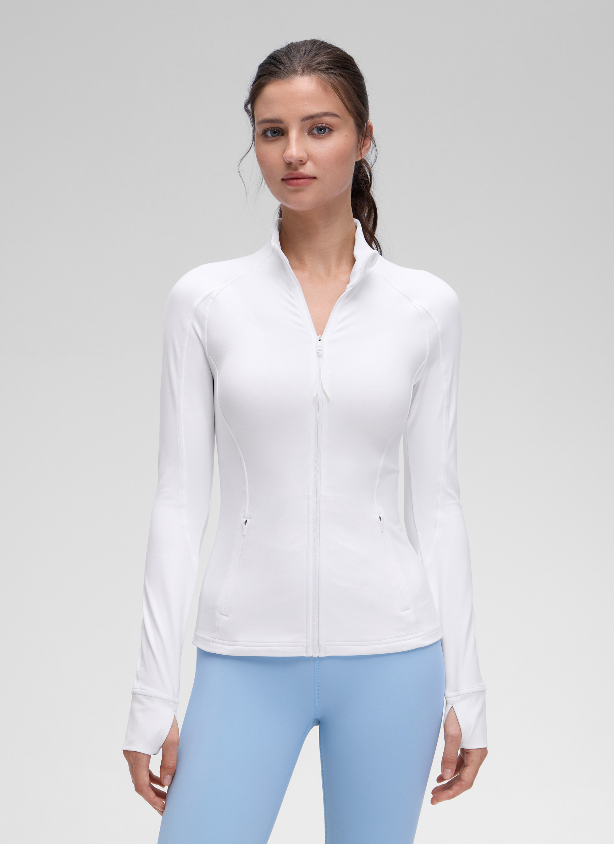 CRZ YOGA Butterluxe Chaqueta con Cremallera Completa y Manga Larga para Mujer blanco