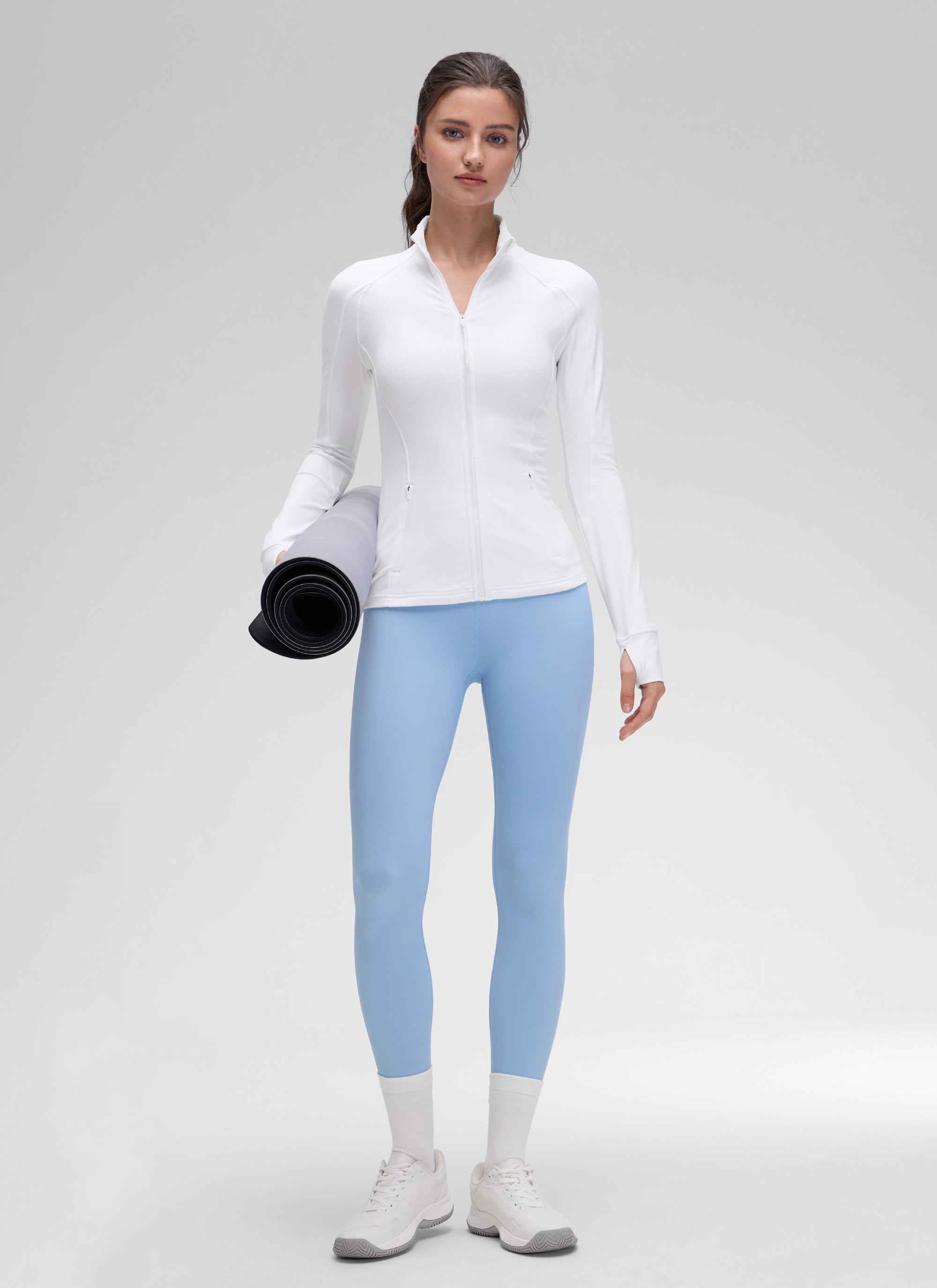 CRZ YOGA Butterluxe Chaqueta con Cremallera Completa y Manga Larga para Mujer blanco