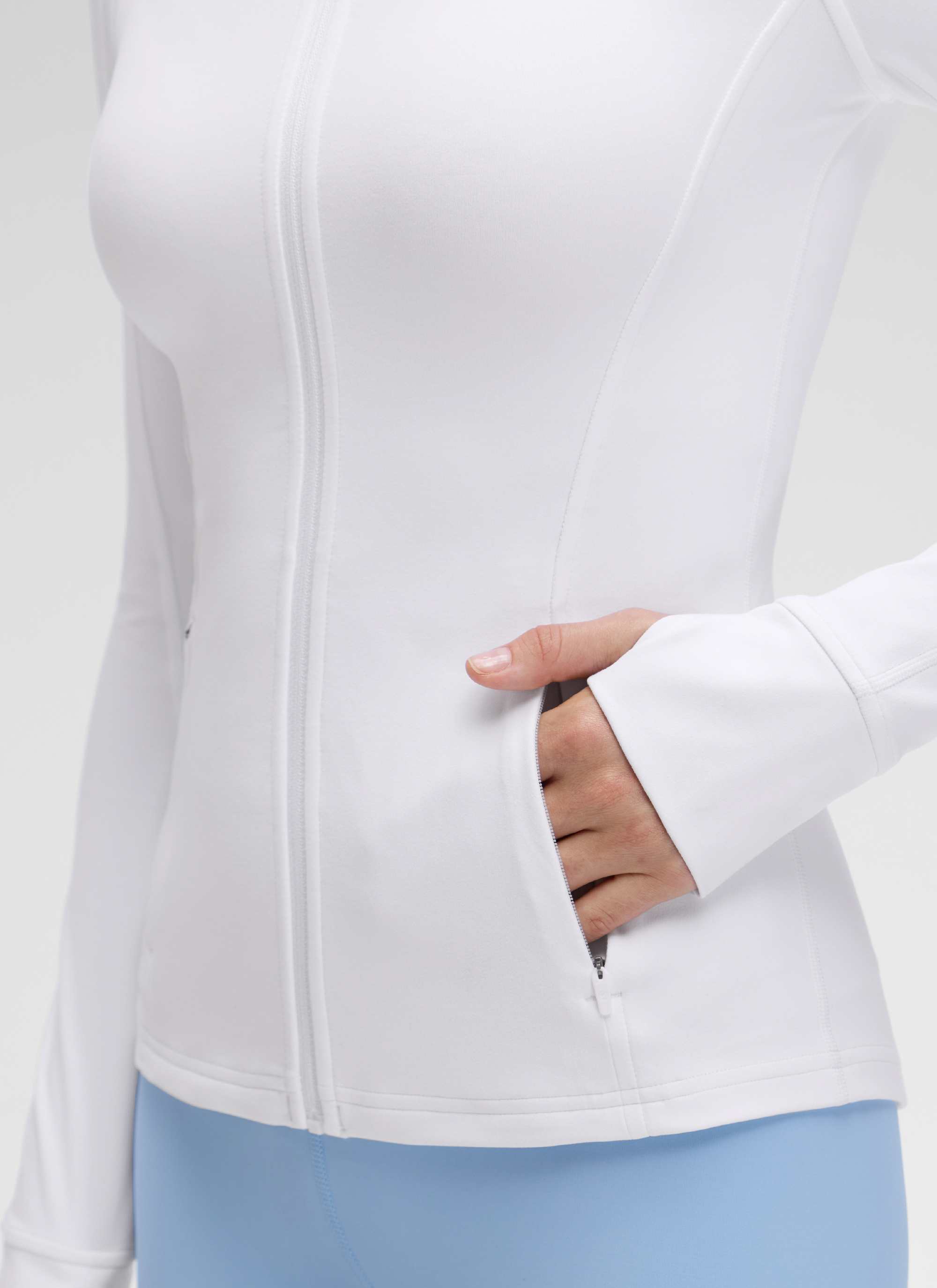 CRZ YOGA Butterluxe Chaqueta con Cremallera Completa y Manga Larga para Mujer blanco