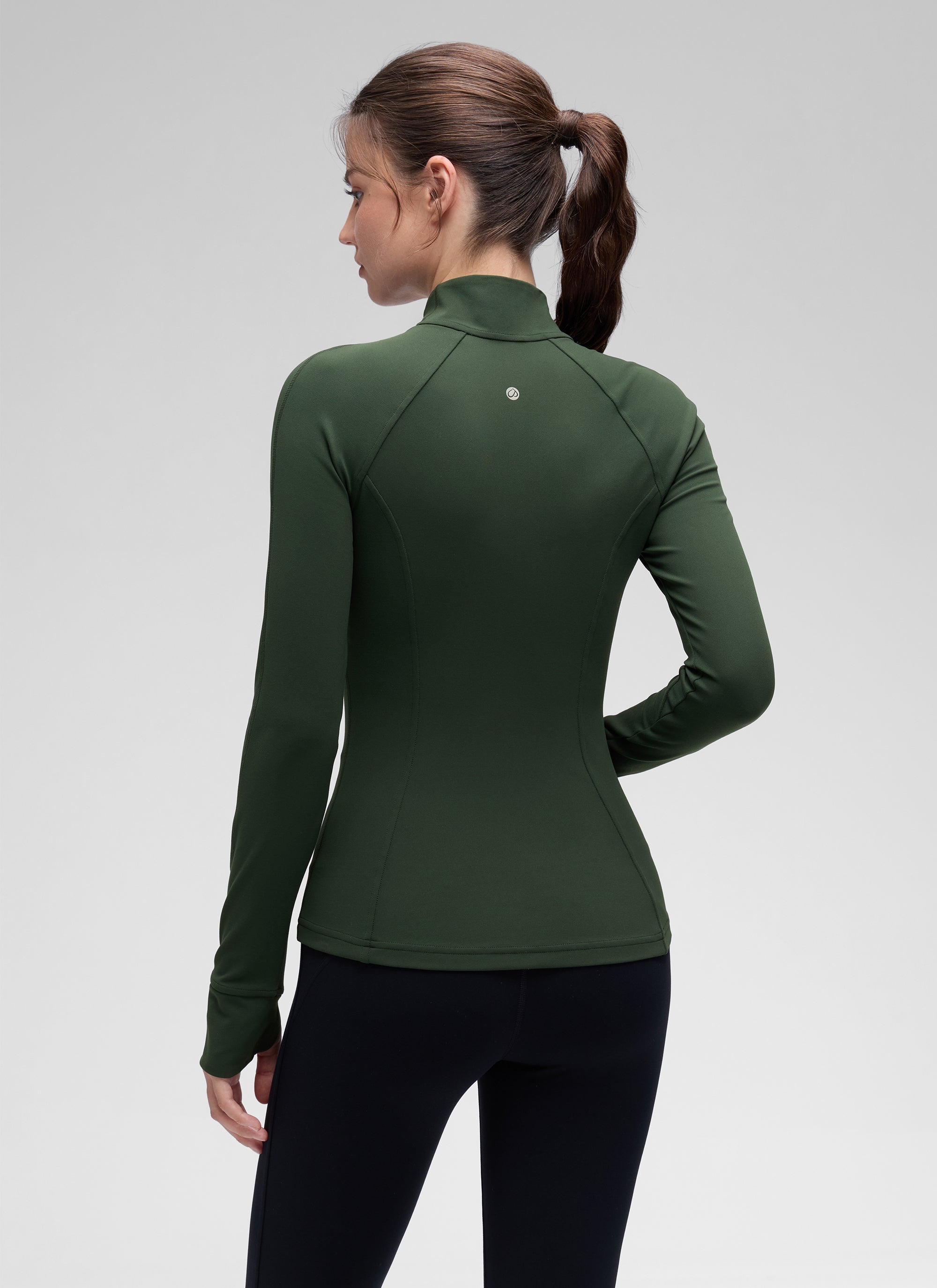 CRZ YOGA Butterluxe Chaqueta con Cremallera Completa y Manga Larga para Mujer Leyenda Verde