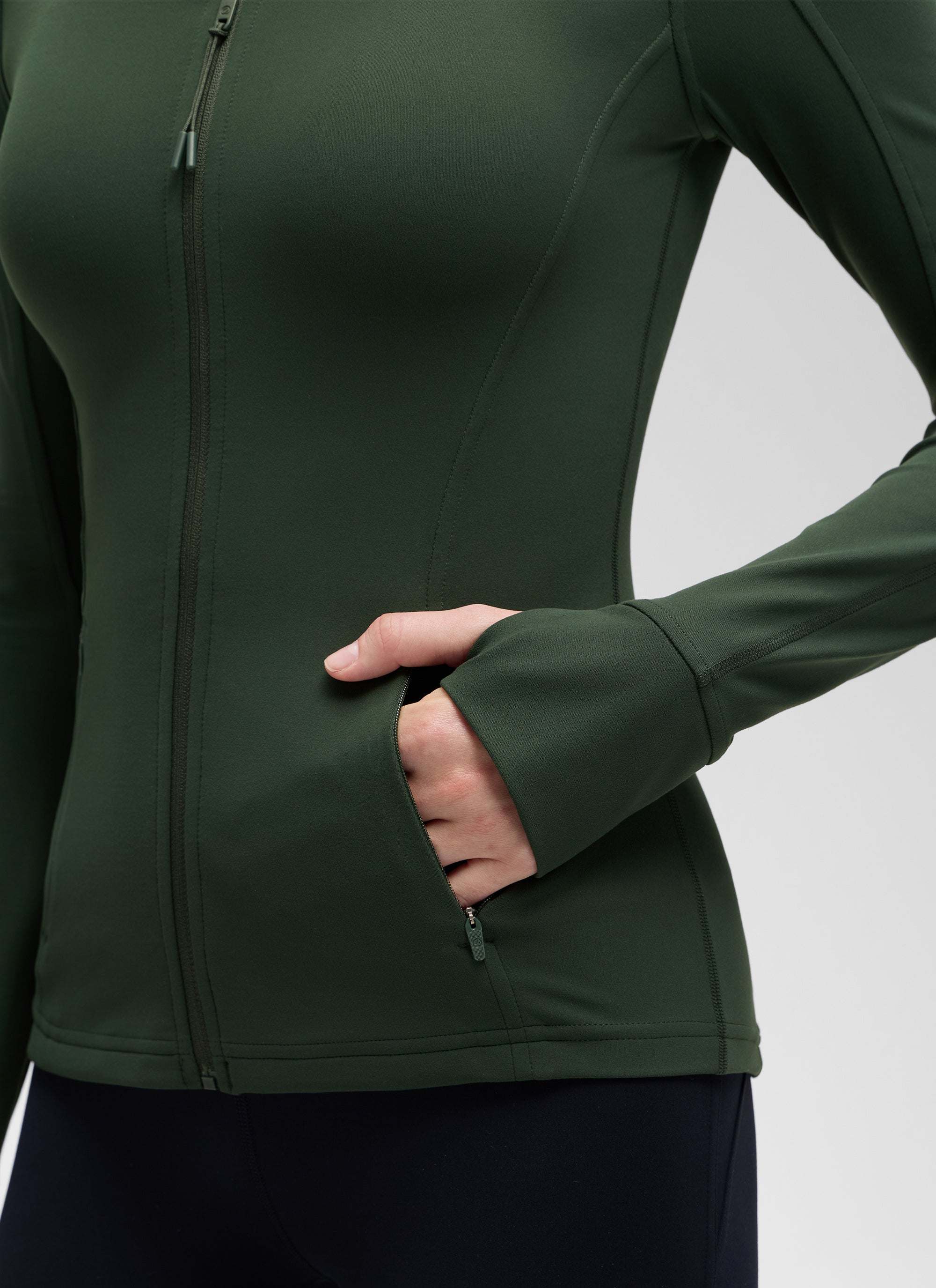 CRZ YOGA Butterluxe Chaqueta con Cremallera Completa y Manga Larga para Mujer Leyenda Verde