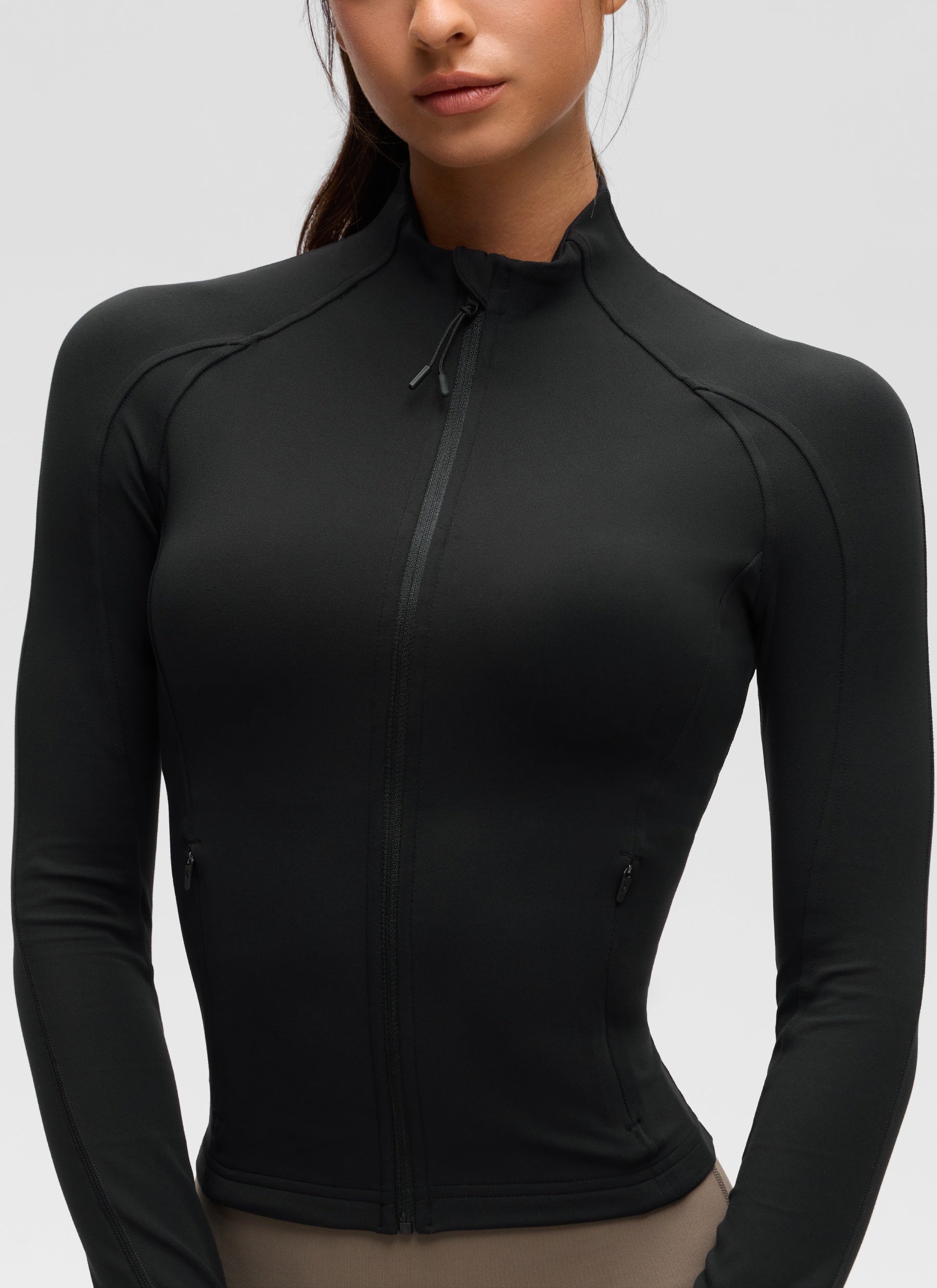 CRZ YOGA Butterluxe Chaqueta Corta con Bolsillos y Cremallera Completa Negro