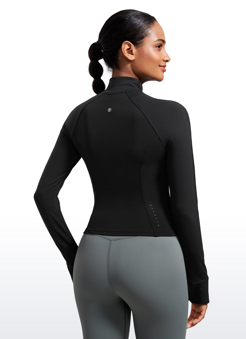 CRZ YOGA Butterluxe Chaqueta Corta con Bolsillos y Cremallera Completa Negro