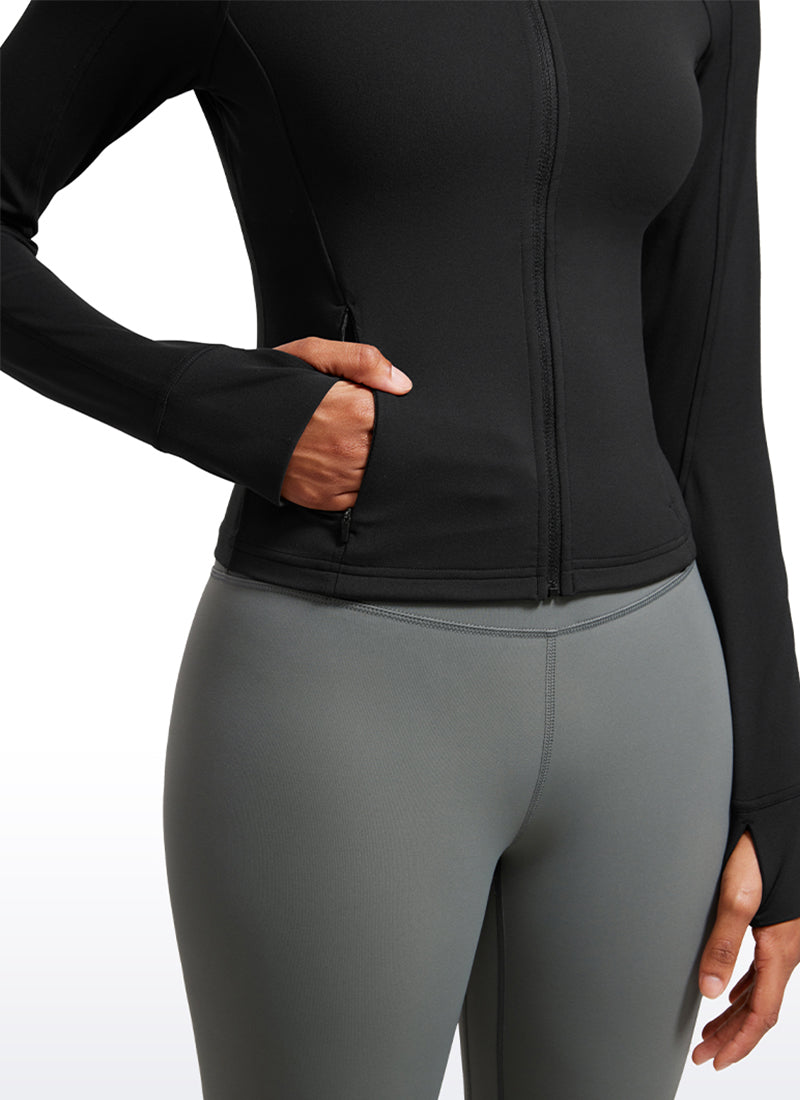 CRZ YOGA Butterluxe Chaqueta Corta con Bolsillos y Cremallera Completa Negro