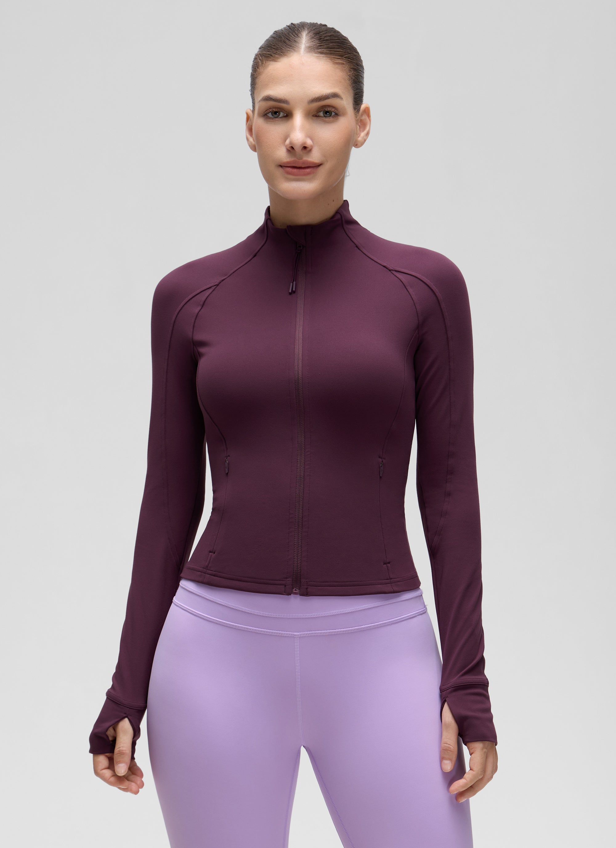 CRZ YOGA Butterluxe Chaqueta Corta con Bolsillos y Cremallera Completa Deep Purple