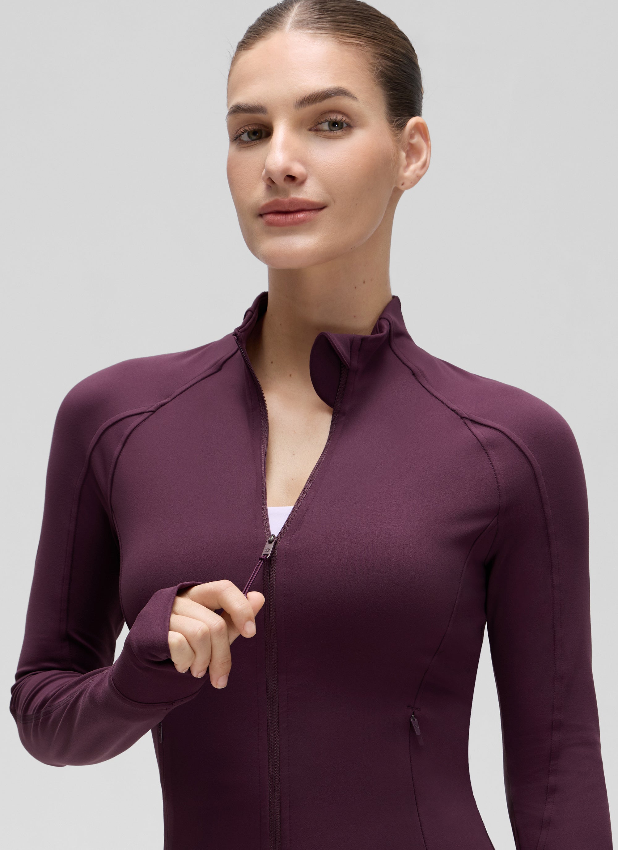 CRZ YOGA Butterluxe Chaqueta Corta con Bolsillos y Cremallera Completa Deep Purple