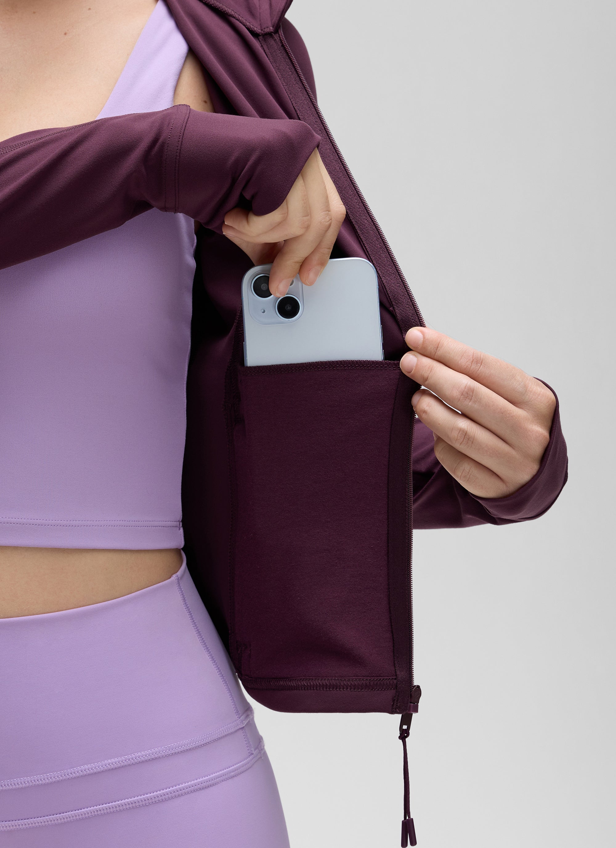 CRZ YOGA Butterluxe Chaqueta Corta con Bolsillos y Cremallera Completa Deep Purple