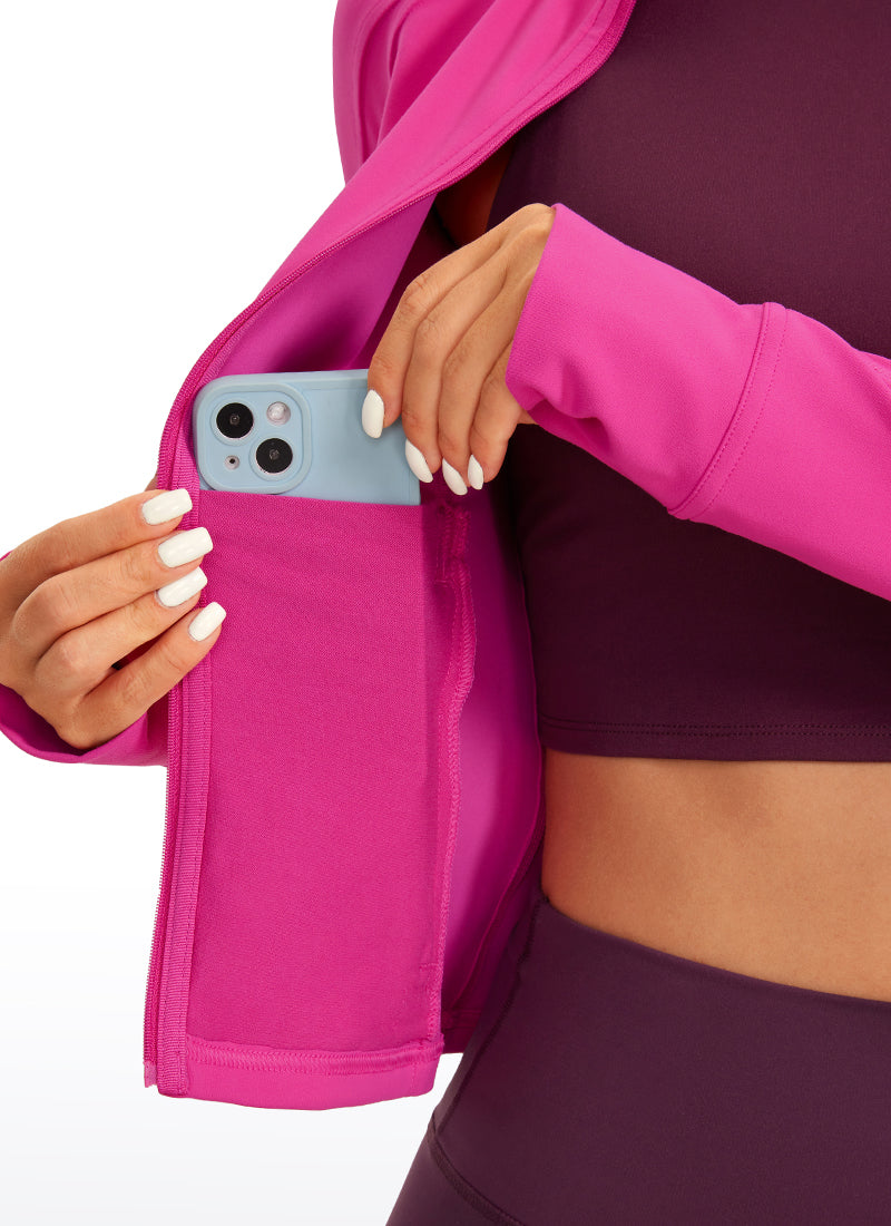 CRZ YOGA Butterluxe Chaqueta Corta con Bolsillos y Cremallera Completa Púrpura Hibisco