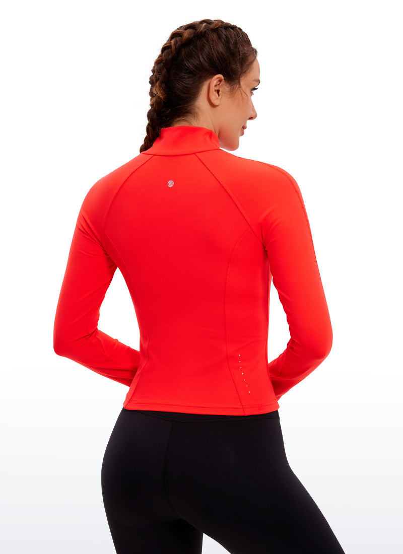 CRZ YOGA Butterluxe Chaqueta Corta con Bolsillos y Cremallera Completa Rojo oscuro