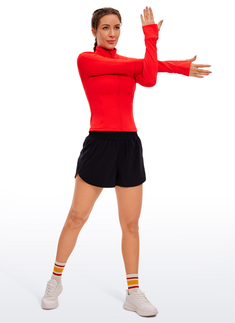 CRZ YOGA Butterluxe Chaqueta Corta con Bolsillos y Cremallera Completa Rojo oscuro