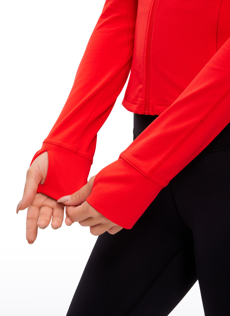 CRZ YOGA Butterluxe Chaqueta Corta con Bolsillos y Cremallera Completa Rojo oscuro