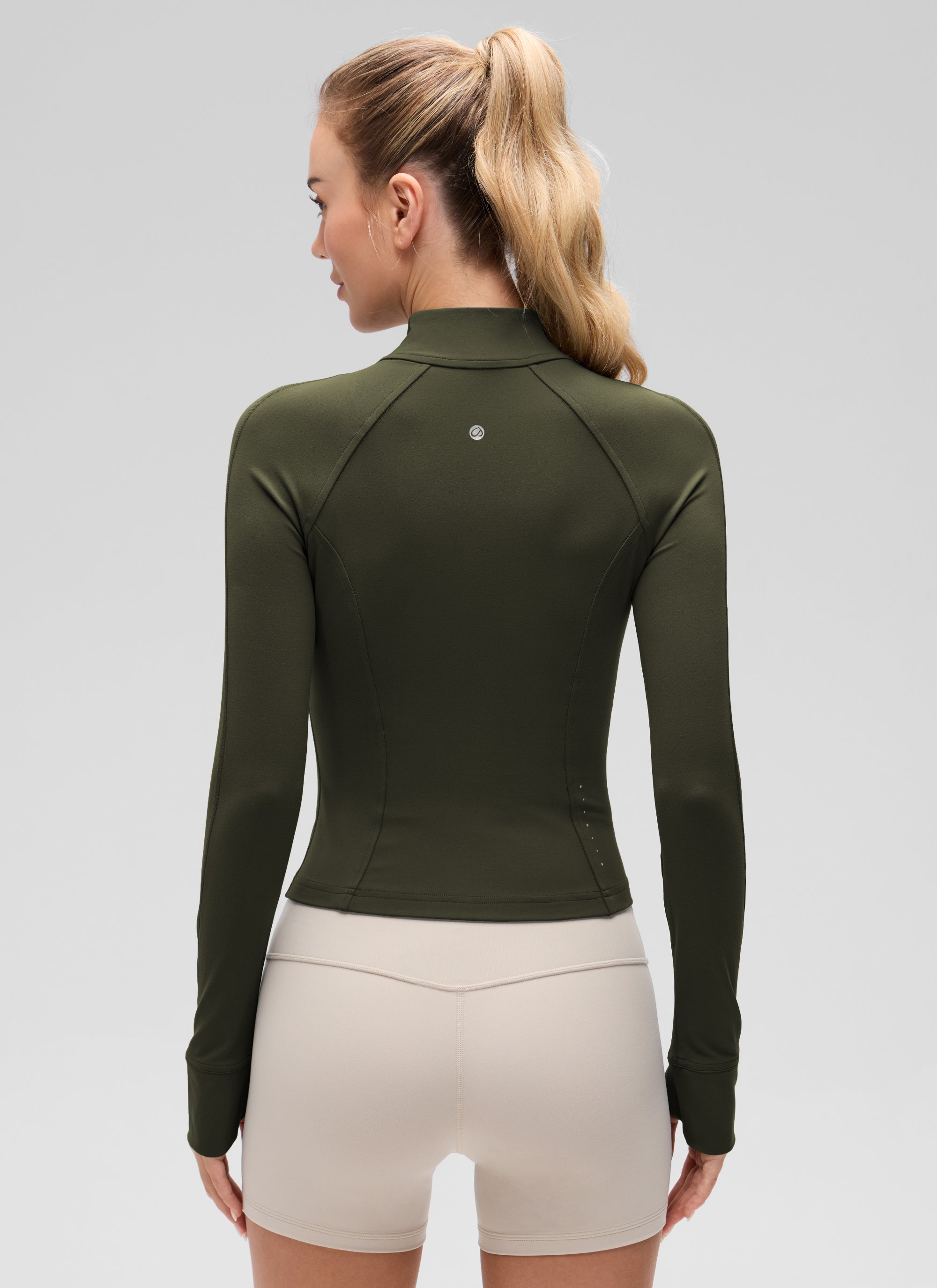 CRZ YOGA Butterluxe Chaqueta Corta con Bolsillos y Cremallera Completa Verde Oliva