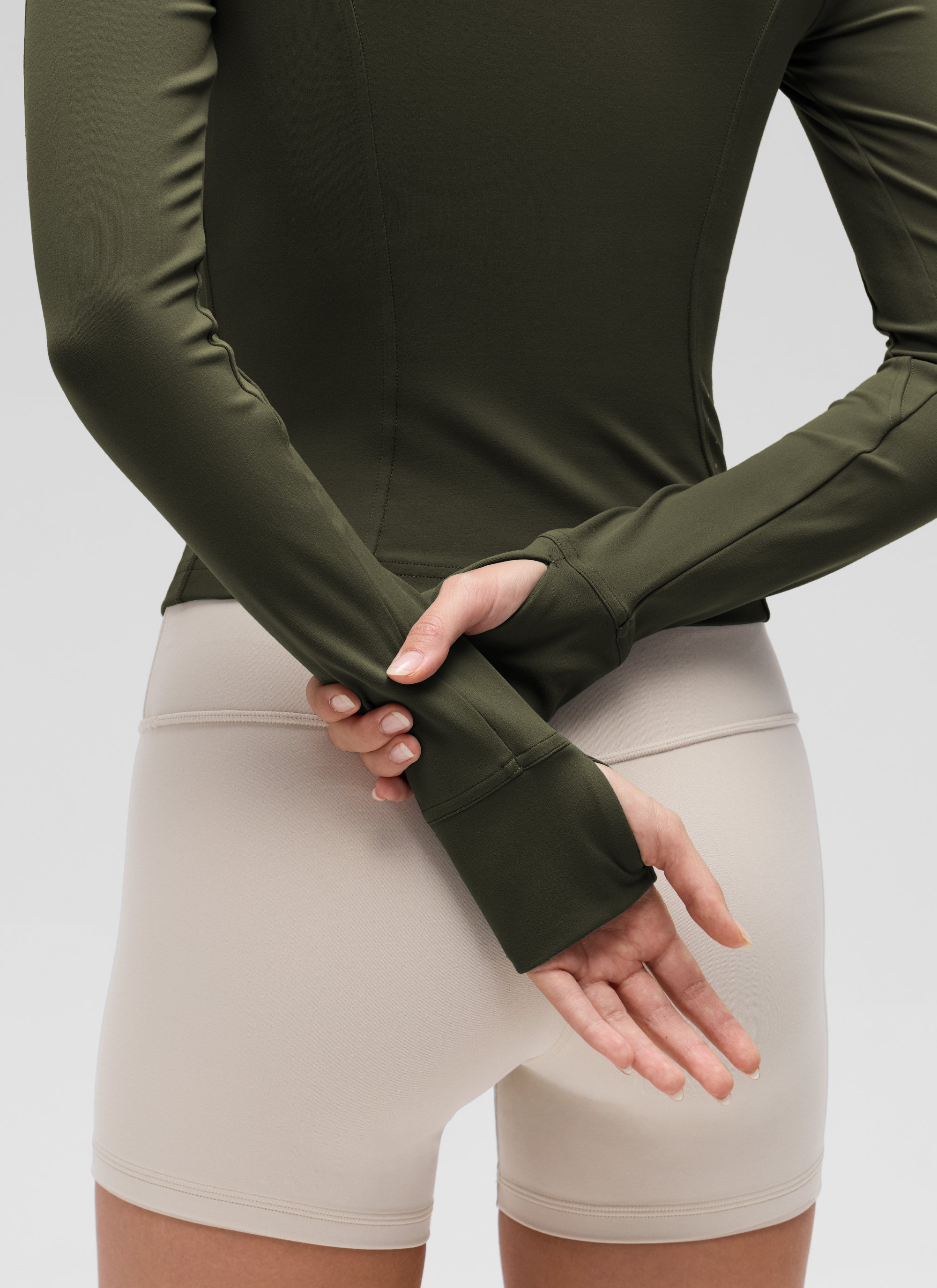 CRZ YOGA Butterluxe Chaqueta Corta con Bolsillos y Cremallera Completa Verde Oliva