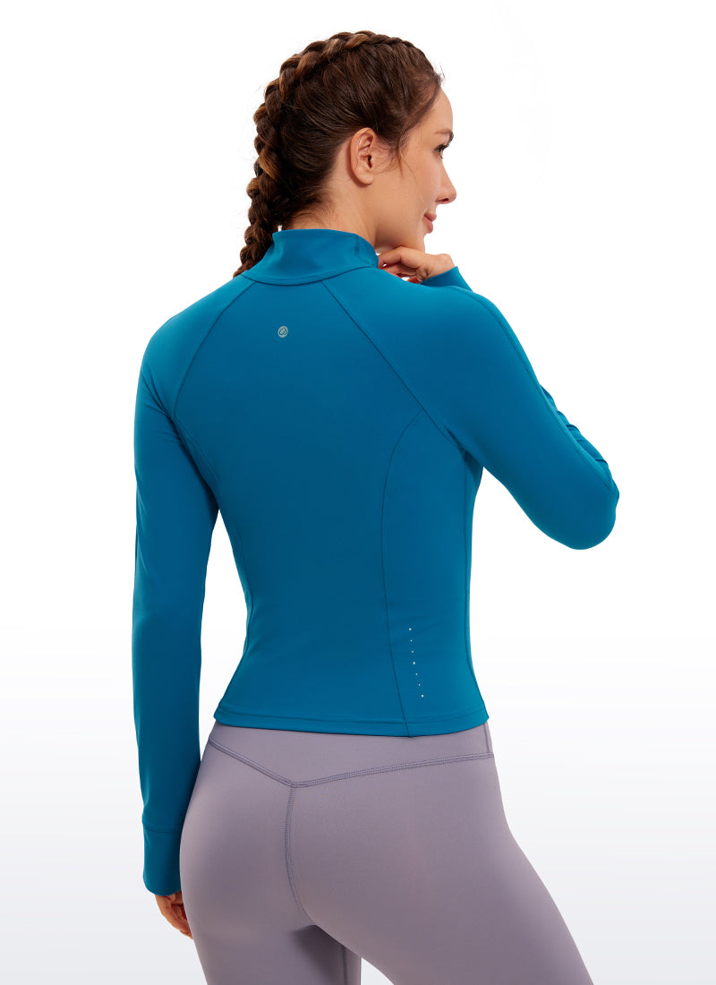 CRZ YOGA Butterluxe Chaqueta Corta con Bolsillos y Cremallera Completa Azul supersónico