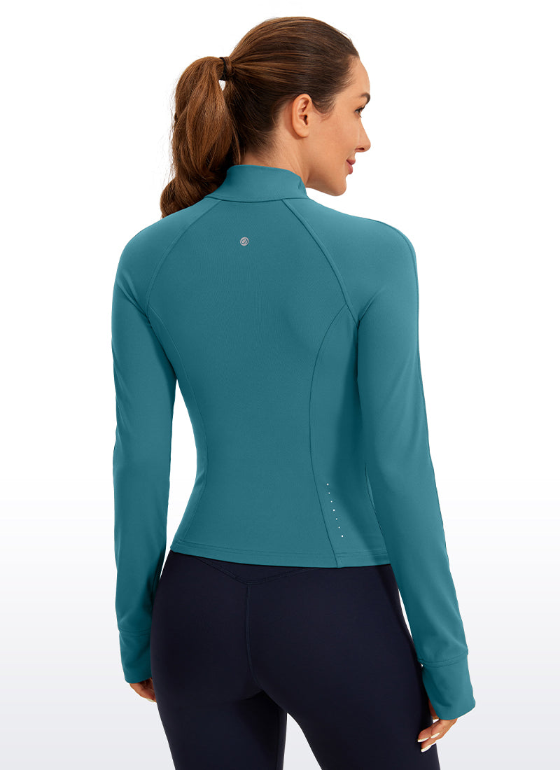 CRZ YOGA Butterluxe Chaqueta Corta con Bolsillos y Cremallera Completa Jade Verde