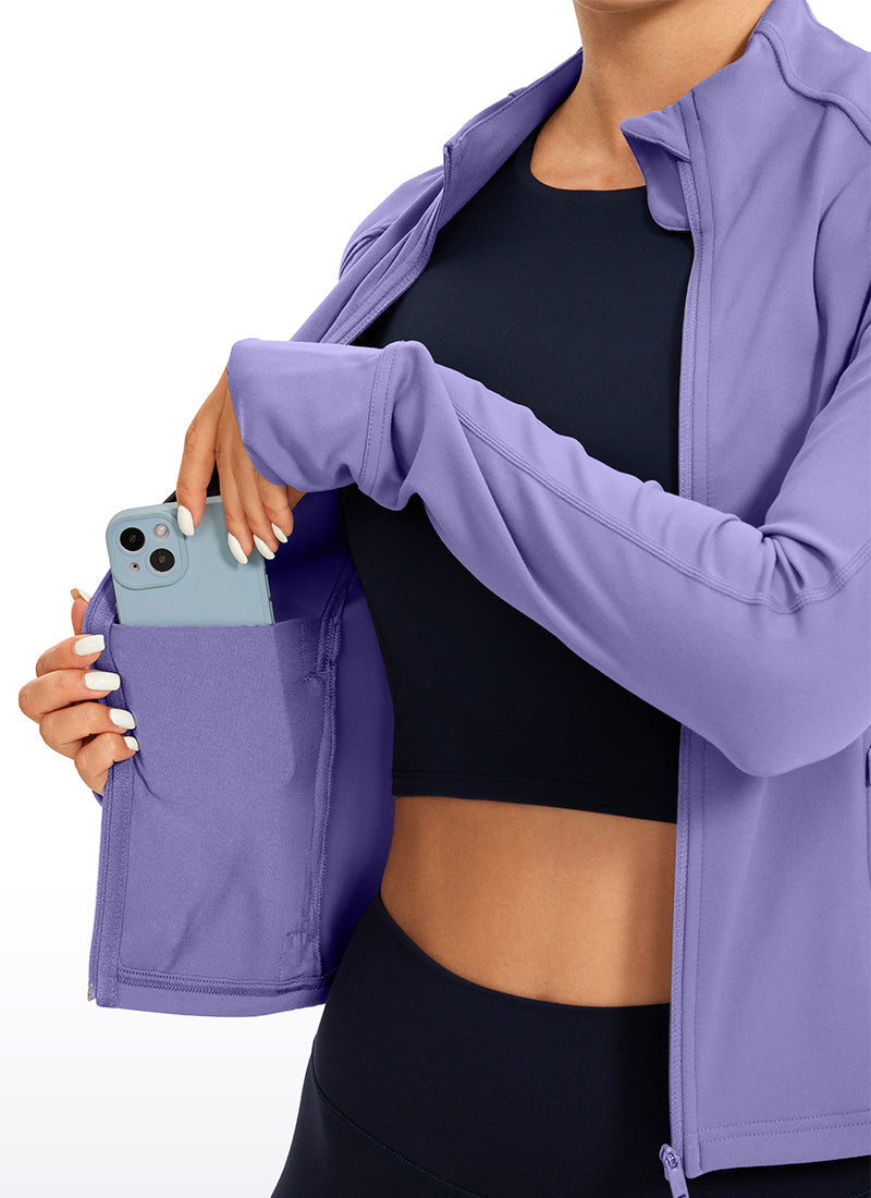 CRZ YOGA Butterluxe Chaqueta Corta con Bolsillos y Cremallera Completa Lavanda Oscura Morada