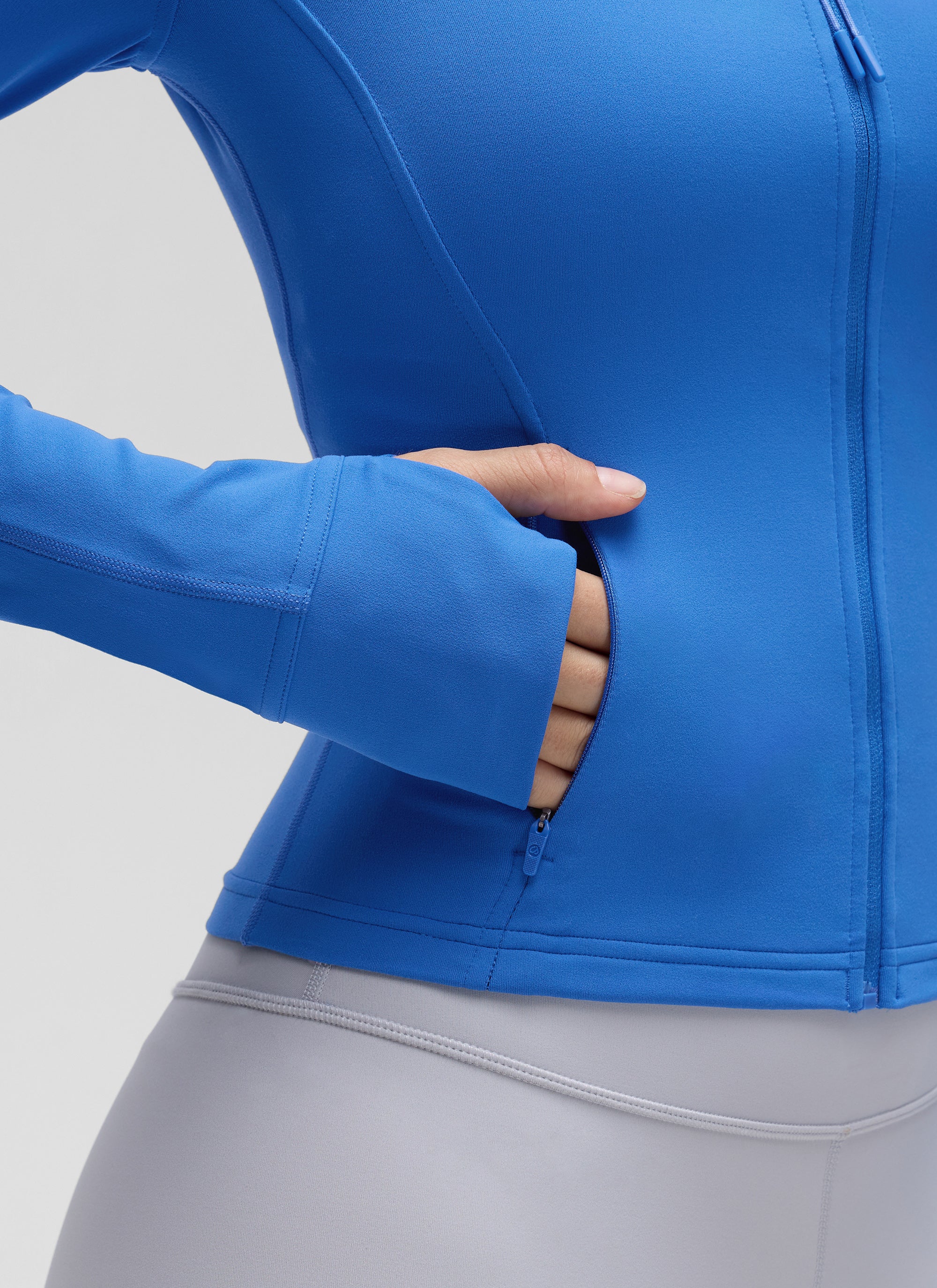 CRZ YOGA Butterluxe Chaqueta Corta con Bolsillos y Cremallera Completa Azul Destello