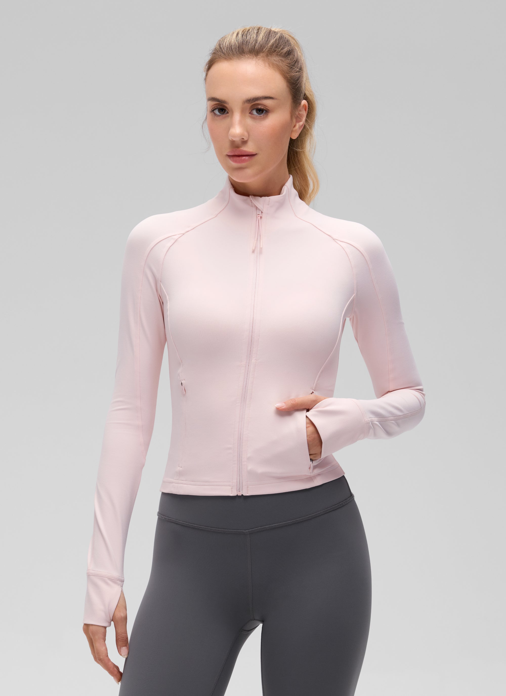CRZ YOGA Butterluxe Chaqueta Corta con Bolsillos y Cremallera Completa Rosa Fresa