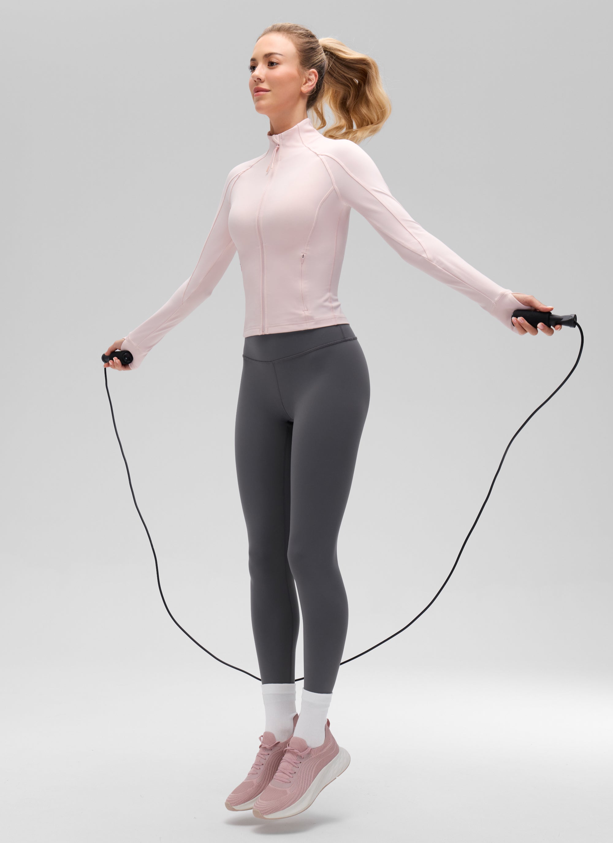 CRZ YOGA Butterluxe Chaqueta Corta con Bolsillos y Cremallera Completa Rosa Fresa