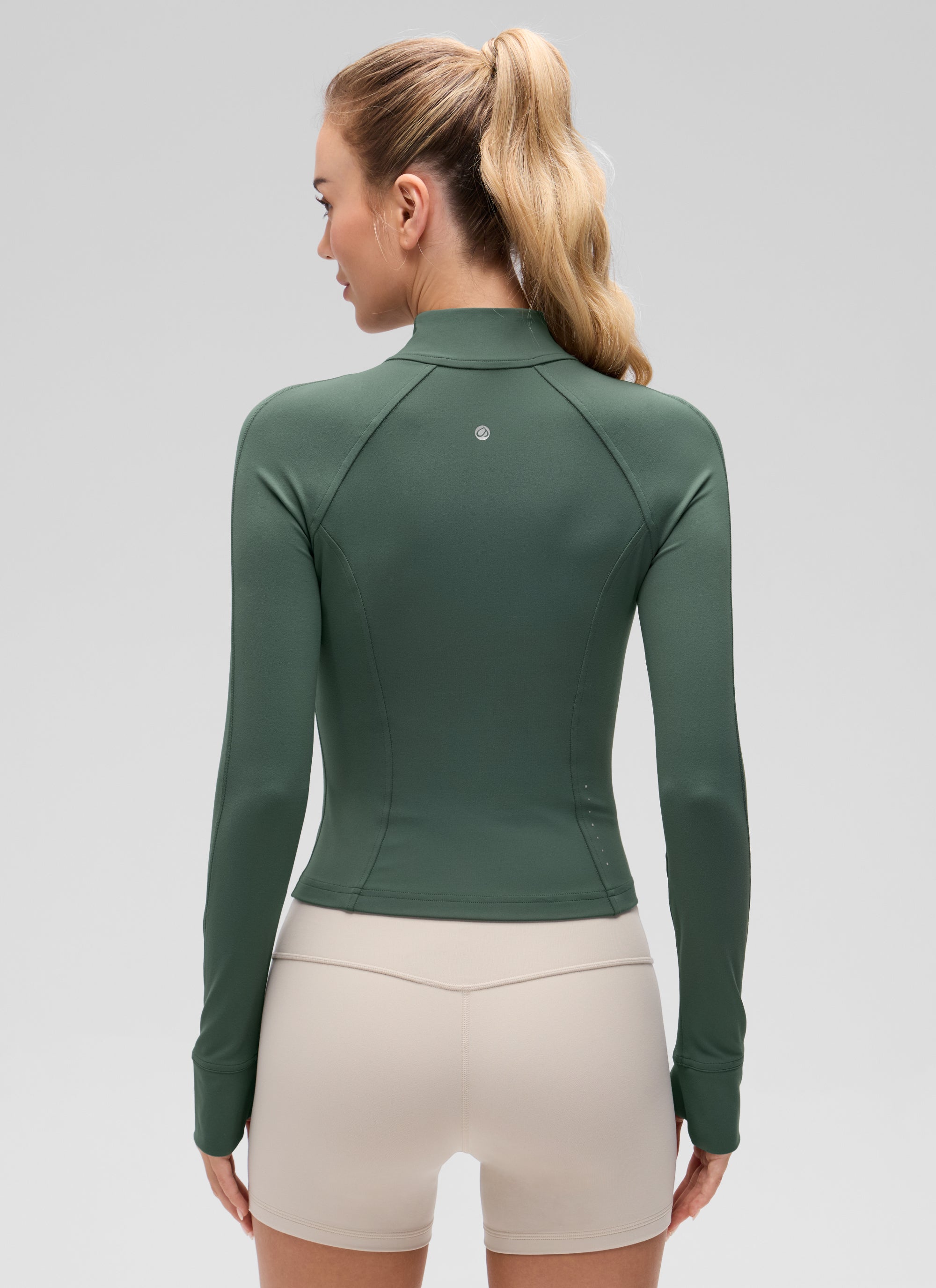 CRZ YOGA Butterluxe Chaqueta Corta con Bolsillos y Cremallera Completa Verde Bosque Oscuro