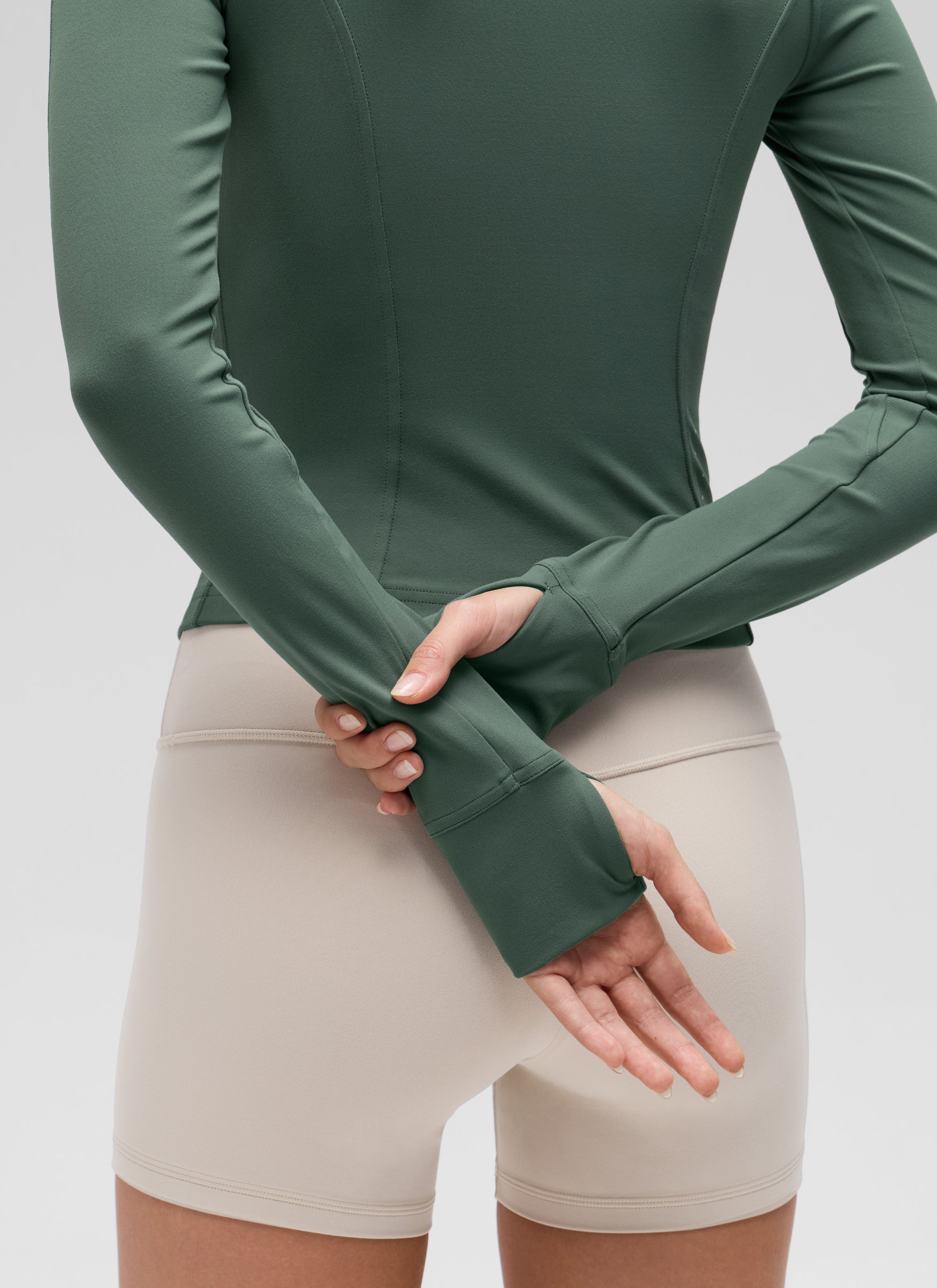 CRZ YOGA Butterluxe Chaqueta Corta con Bolsillos y Cremallera Completa Verde Bosque Oscuro