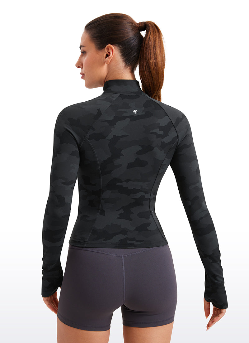 CRZ YOGA Butterluxe Chaqueta Corta con Bolsillos y Cremallera Completa Gris oscuro Camuflaje 2