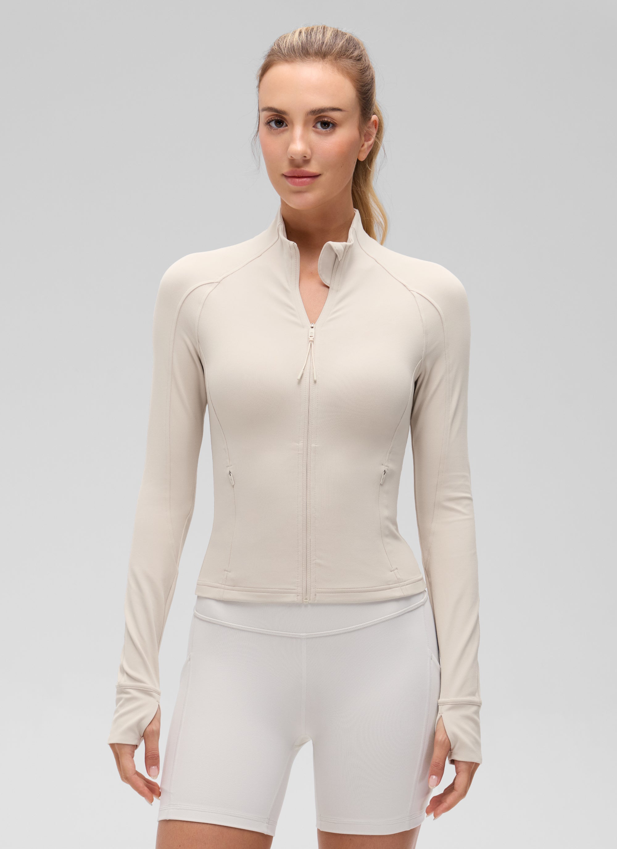 CRZ YOGA Butterluxe Chaqueta Corta con Bolsillos y Cremallera Completa Bronceado Mojave