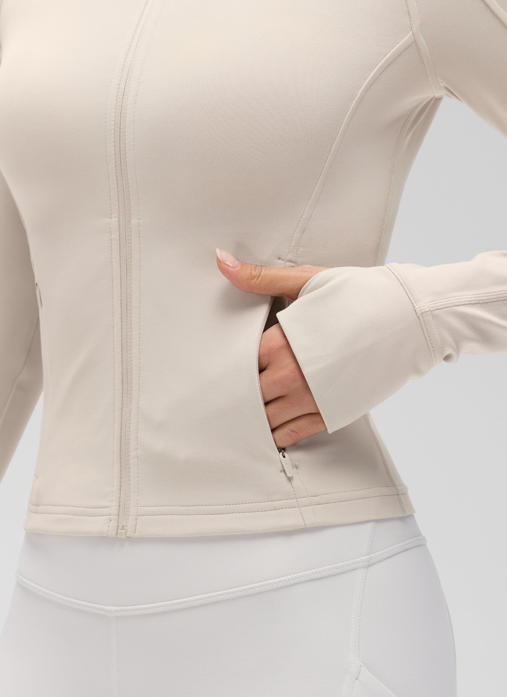 CRZ YOGA Butterluxe Chaqueta Corta con Bolsillos y Cremallera Completa Bronceado Mojave