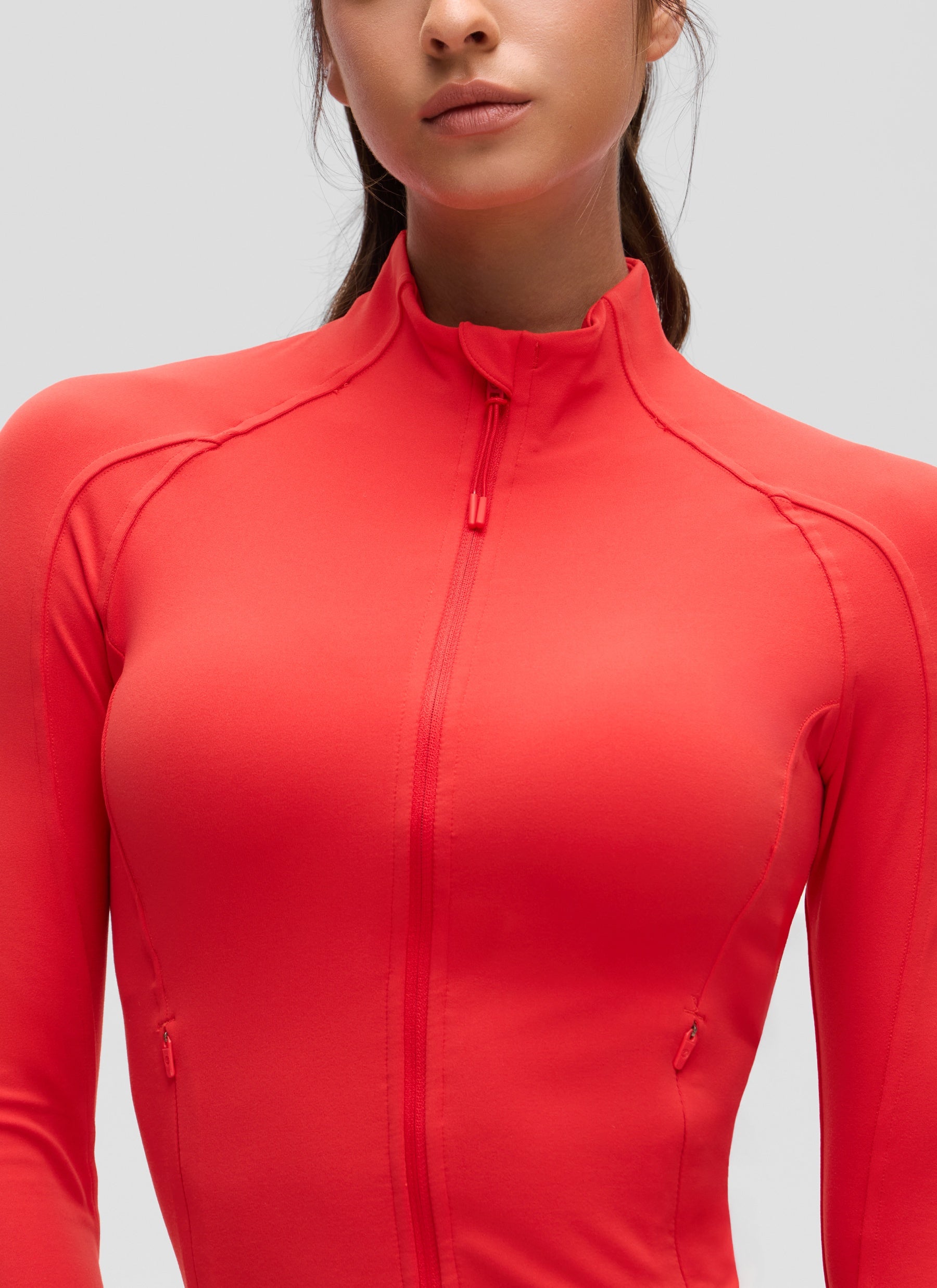 CRZ YOGA Butterluxe Chaqueta Corta con Bolsillos y Cremallera Completa Rojo Profundo