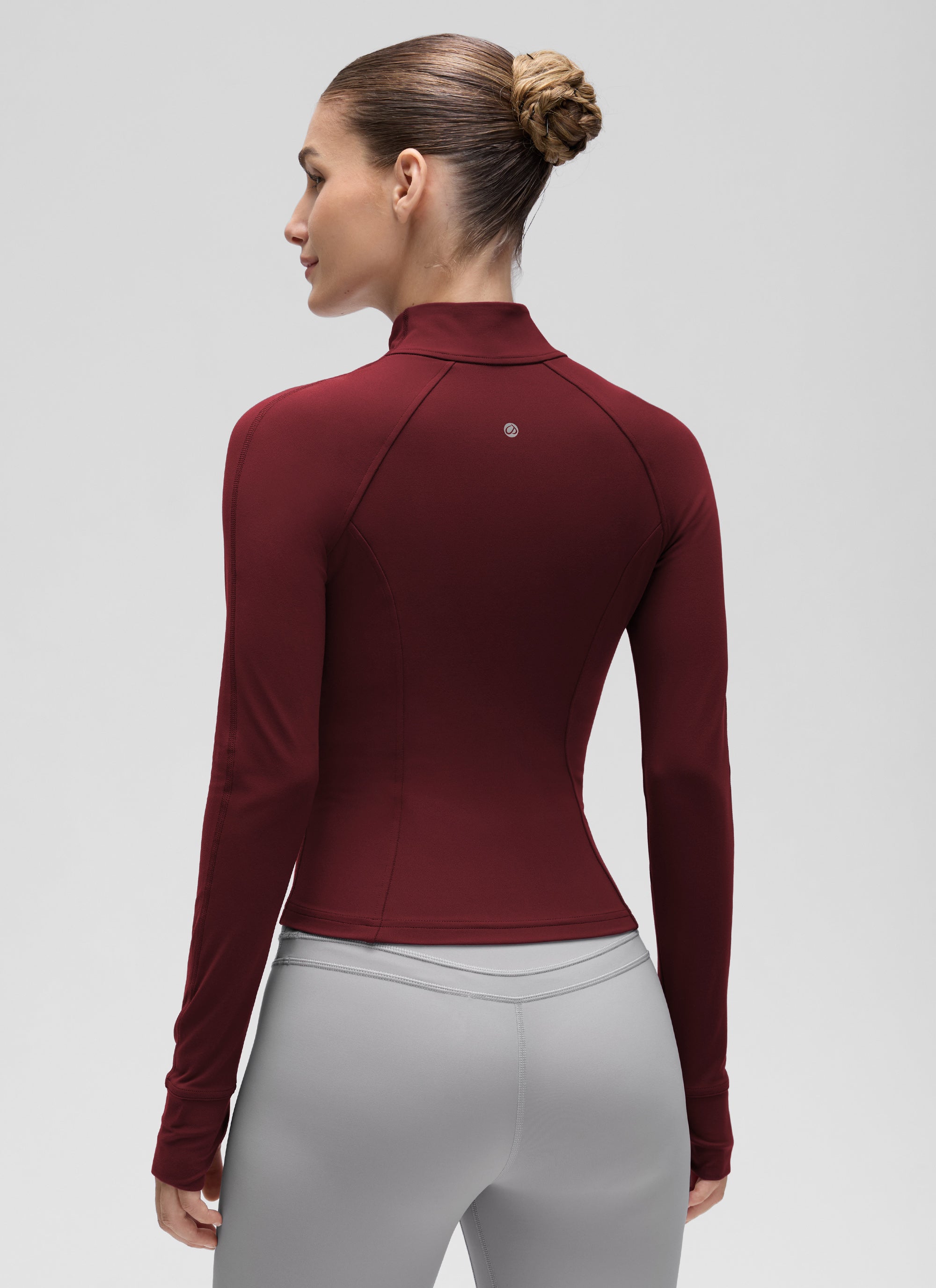 CRZ YOGA Butterluxe Chaqueta Corta con Bolsillos y Cremallera Completa Merlot Rojo