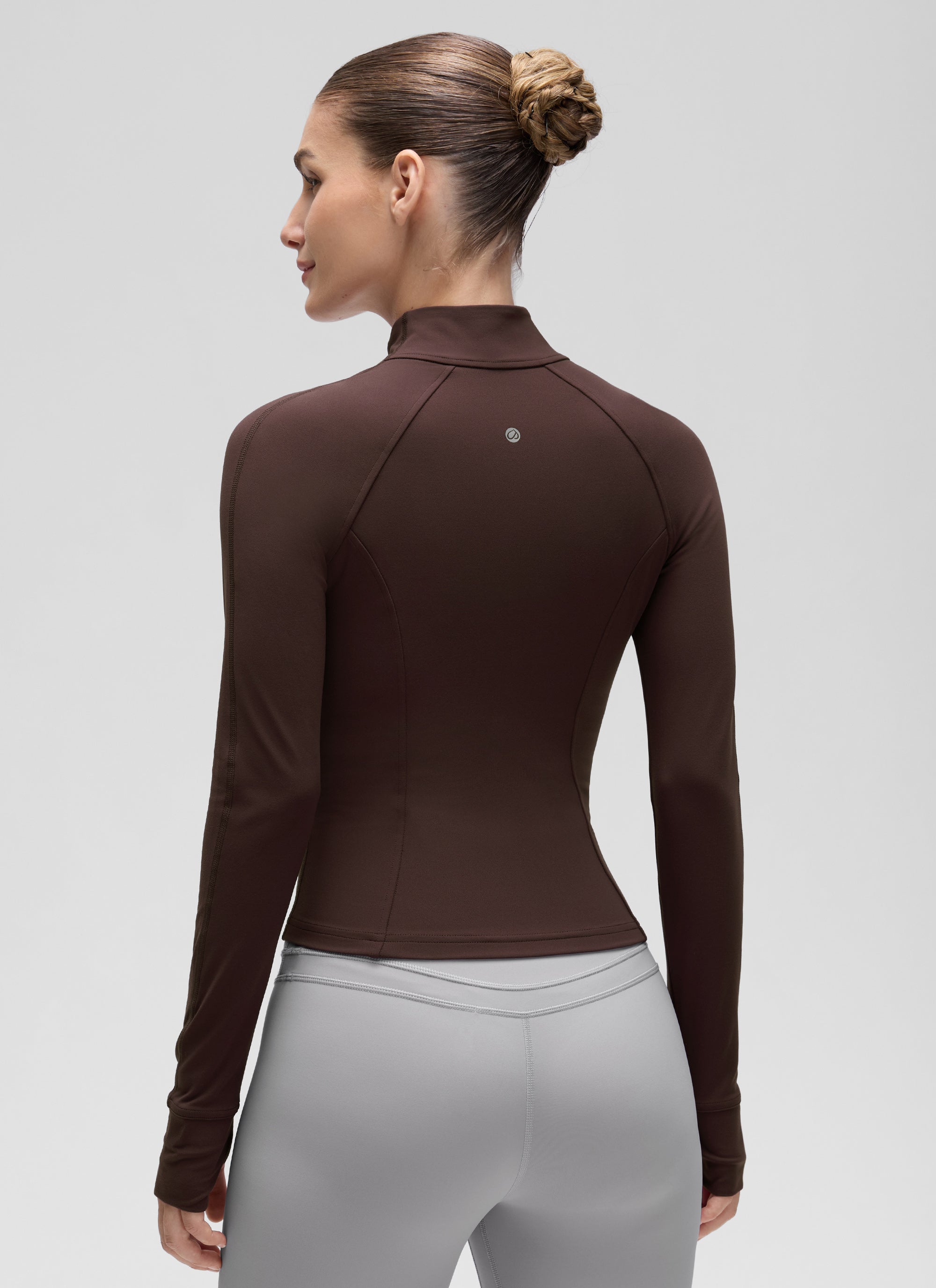 CRZ YOGA Butterluxe Chaqueta Corta con Bolsillos y Cremallera Completa Marrón Fudge Caliente