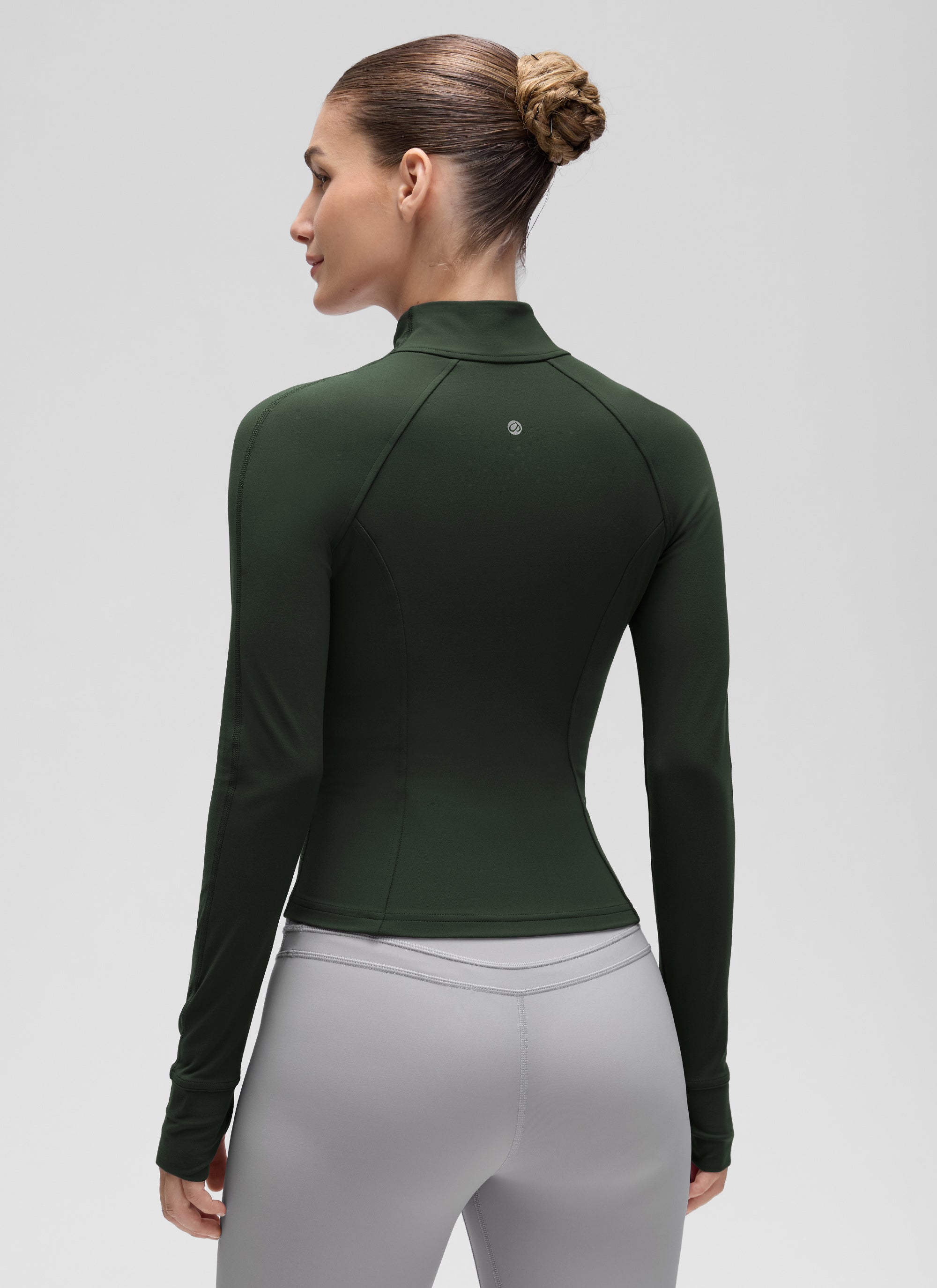 CRZ YOGA Butterluxe Chaqueta Corta con Bolsillos y Cremallera Completa Leyenda Verde