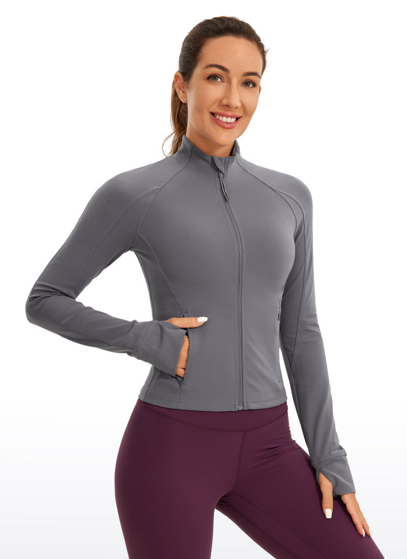 CRZ YOGA Butterluxe Chaqueta Corta con Bolsillos y Cremallera Completa Carbono oscuro