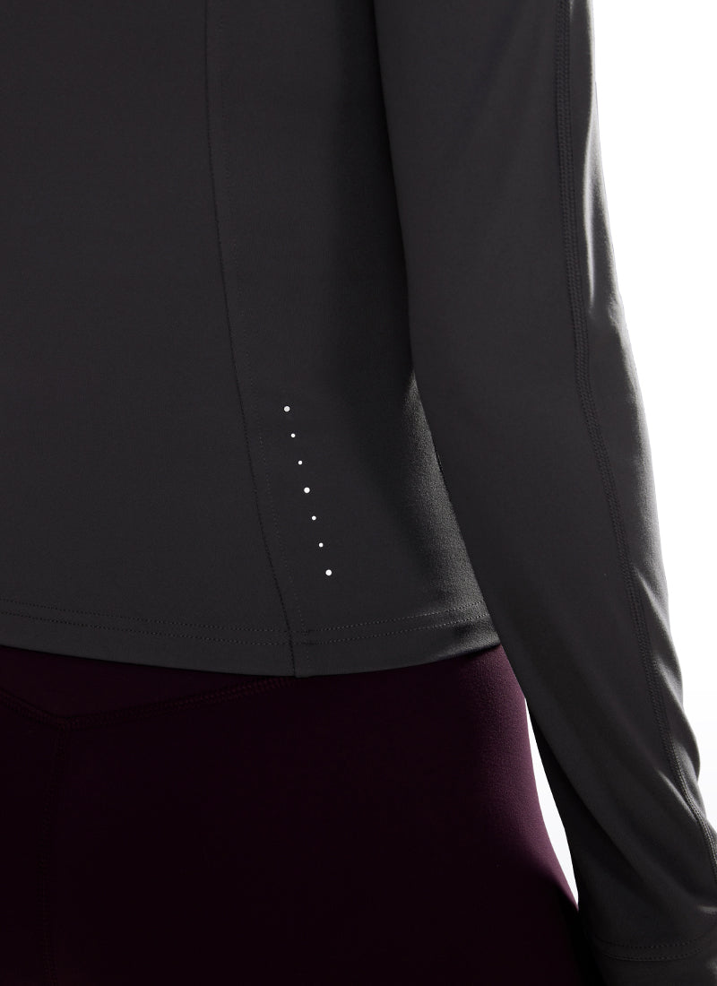 CRZ YOGA Butterluxe Chaqueta Corta con Bolsillos y Cremallera Completa Carbono oscuro