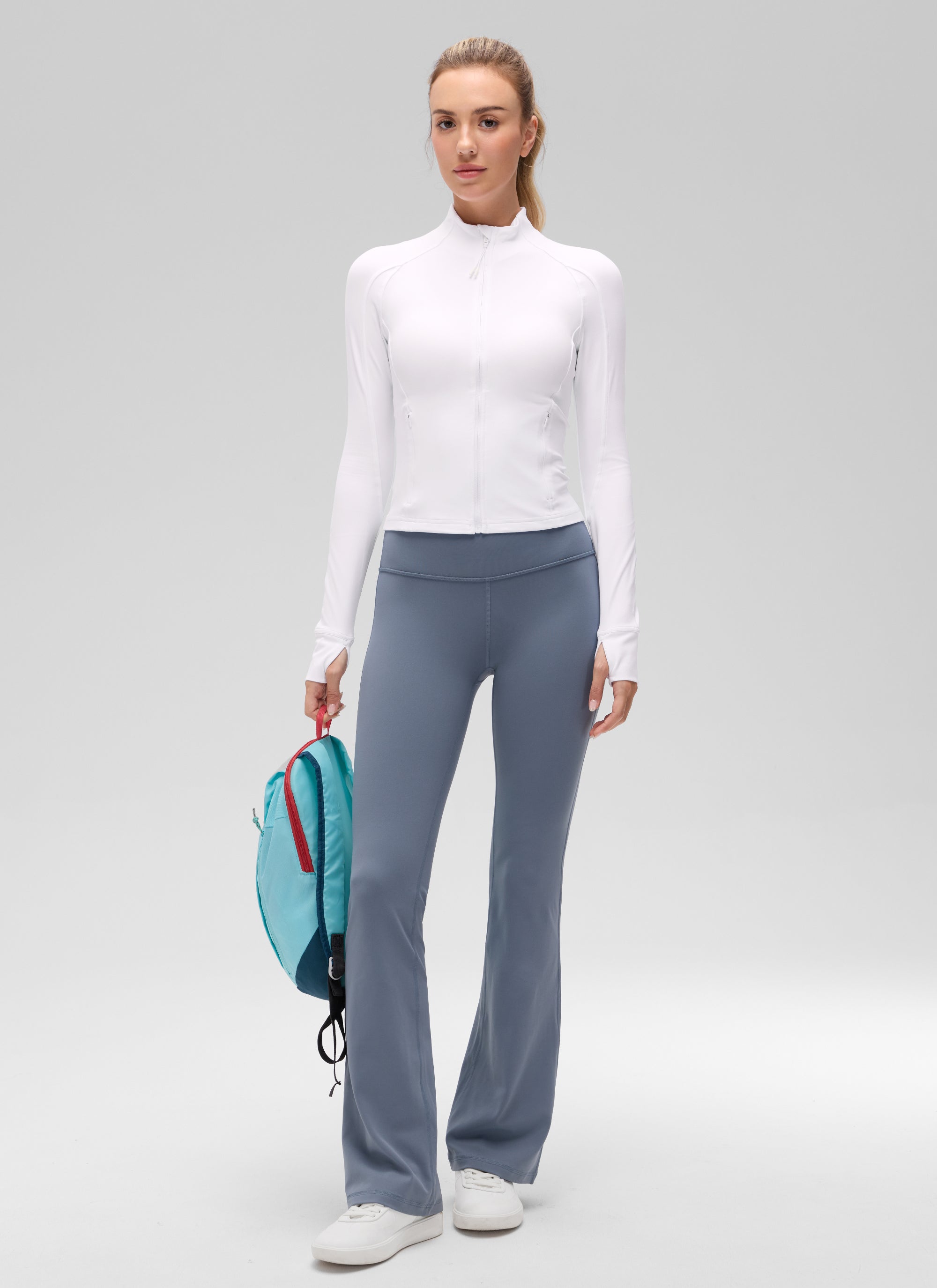 CRZ YOGA Butterluxe Chaqueta Corta con Bolsillos y Cremallera Completa blanco